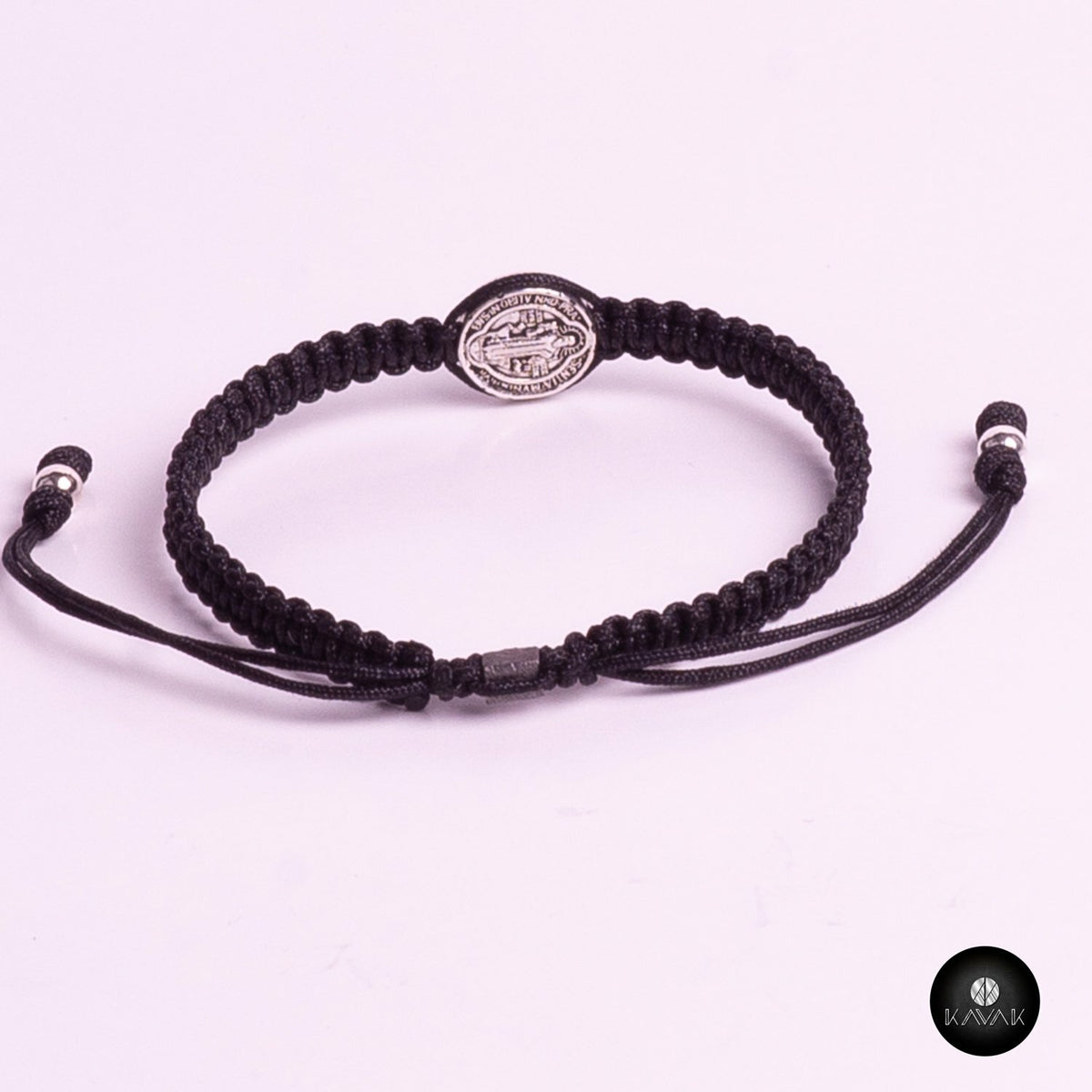Kavak -Handmade Girl Black Saint Benedict Adjustable Women's Bracelet