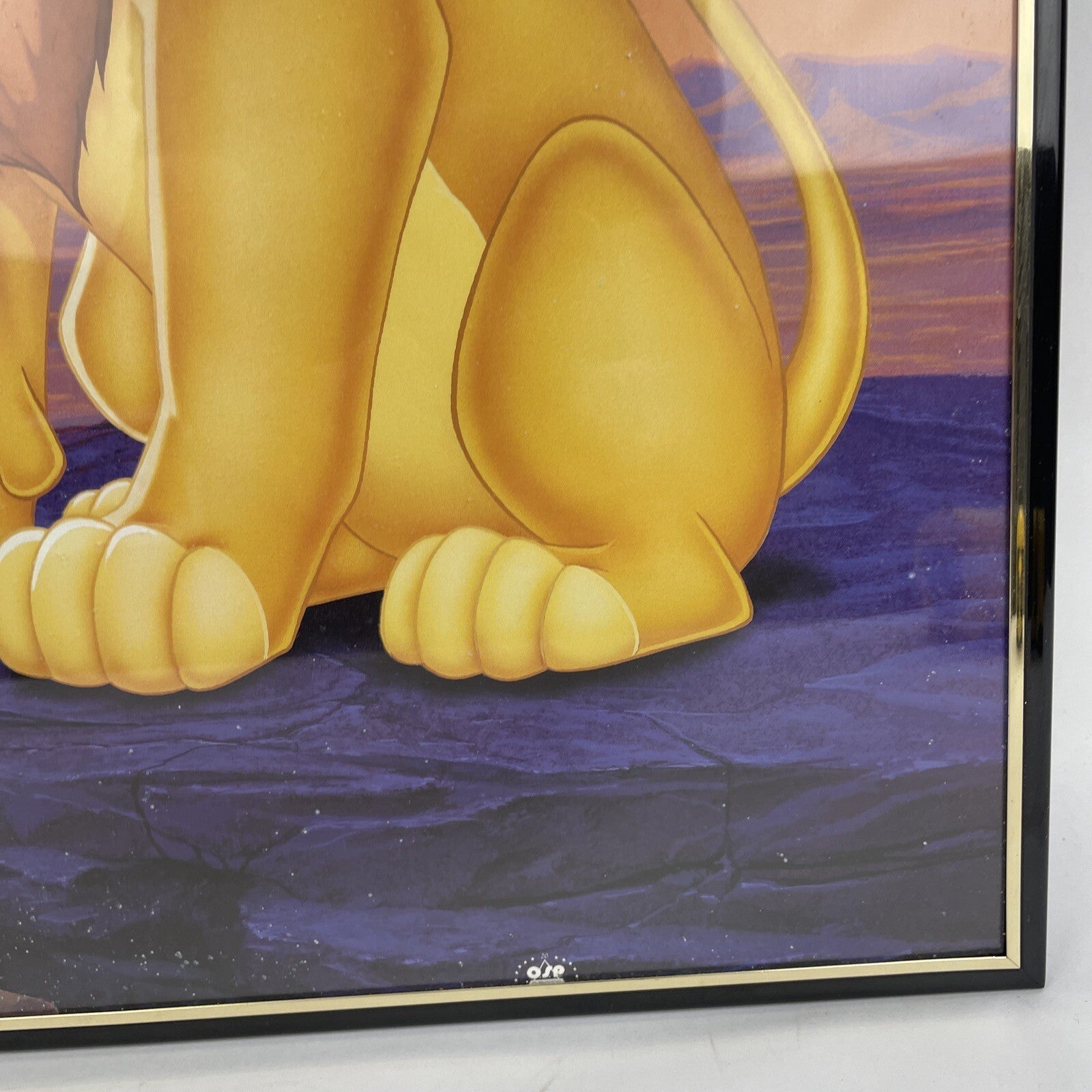 Vtg Framed 1990s Disney The Lion King Poster 16x20" Mufasa Simba Crystal Art
