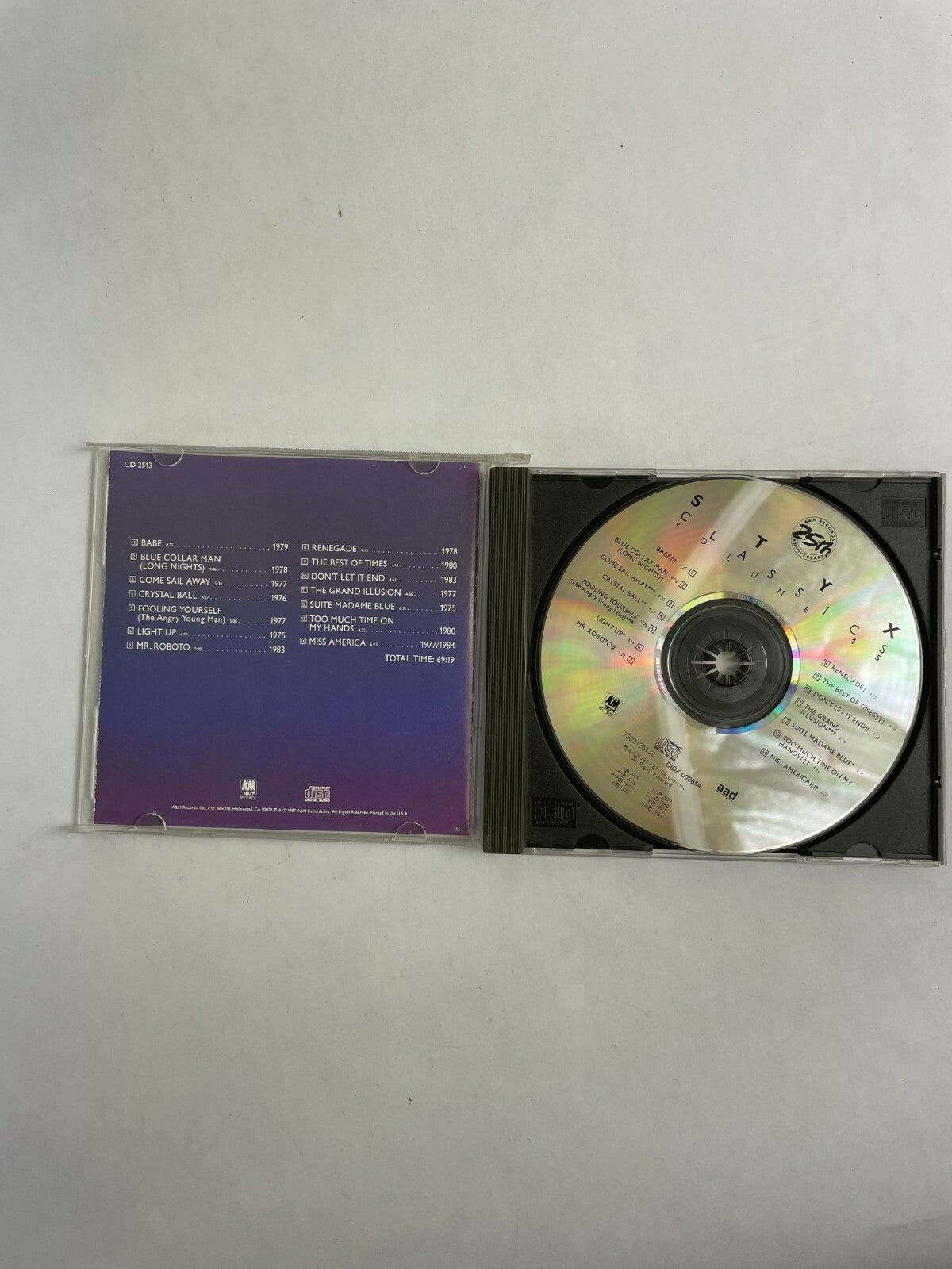 25 th A&M Records STYX Classics Volume 15 CD Q2