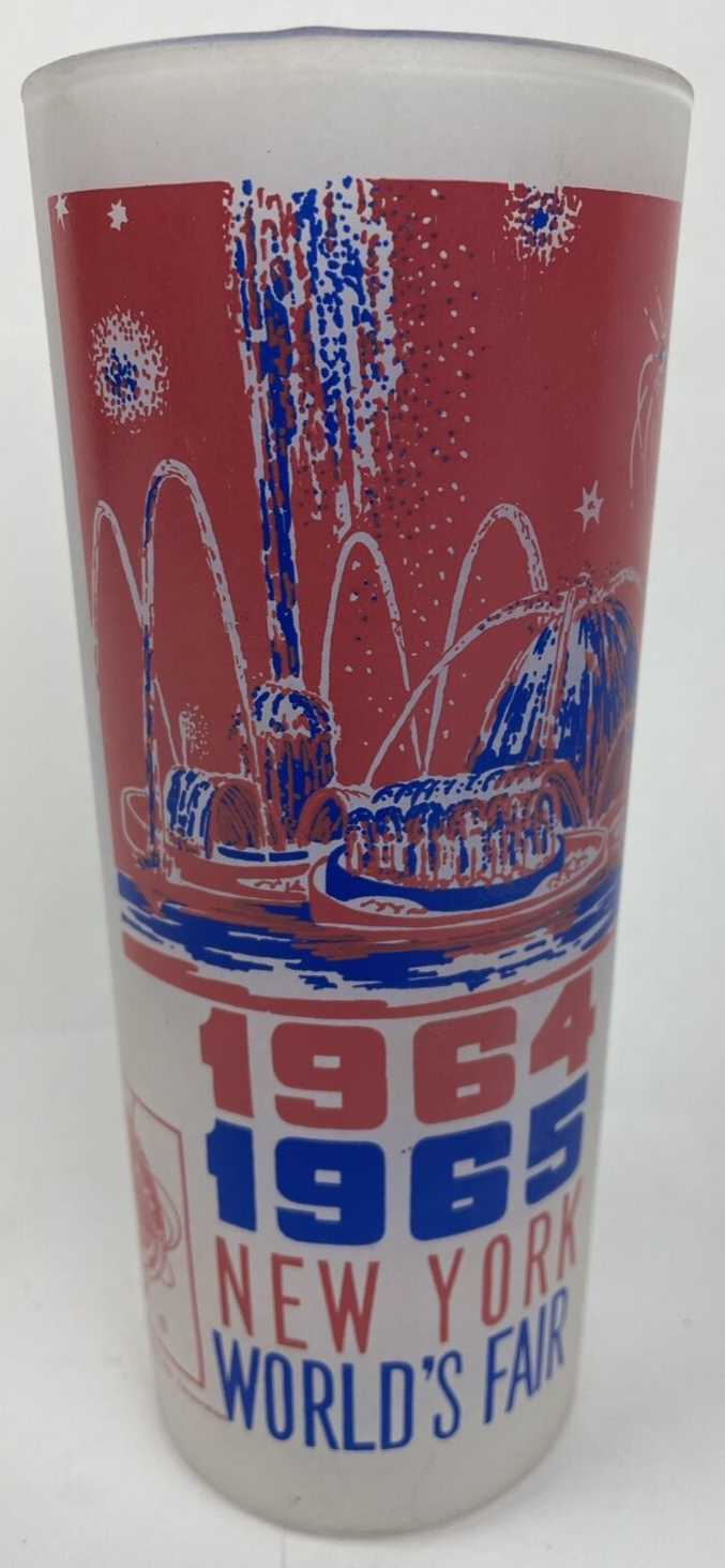 1964 - 1965 New York Worlds Fair Glass POOL OF INDUSTRY - Red White & Blue 6.5"