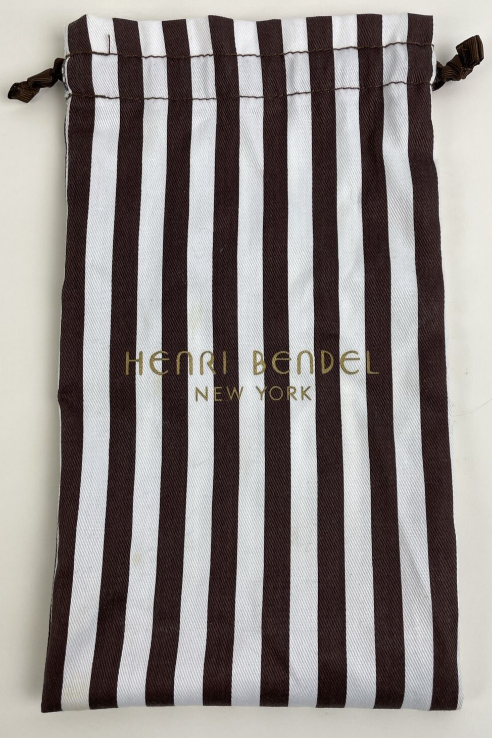 Henri Bendel NYC Dust Bag Wallet, Small Purse Bag 10" x 6" Brown White Stripes