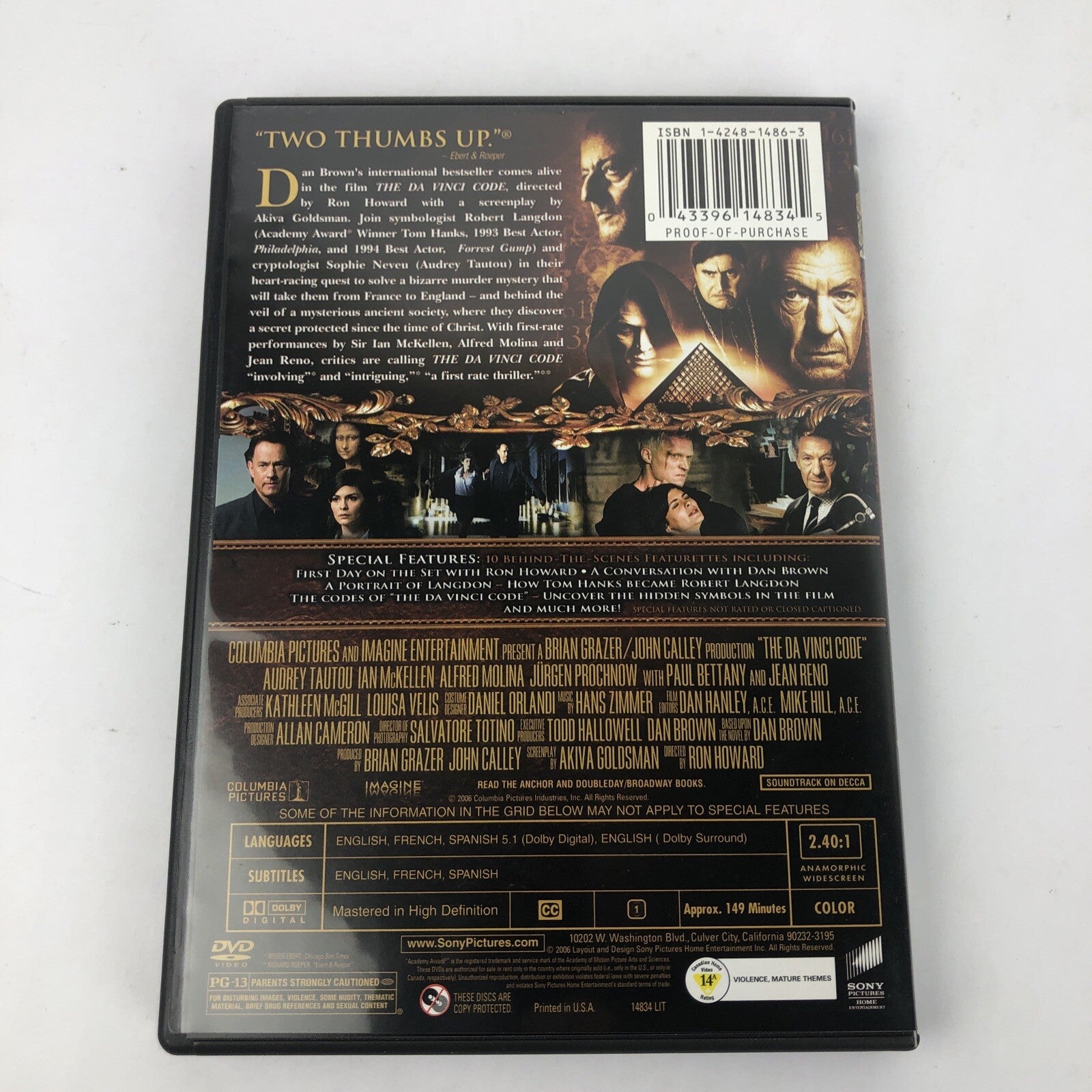 The DaVinci Code (DVD, 2006, 2-Disc Set, Widescreen Special Edition) Mint Discs