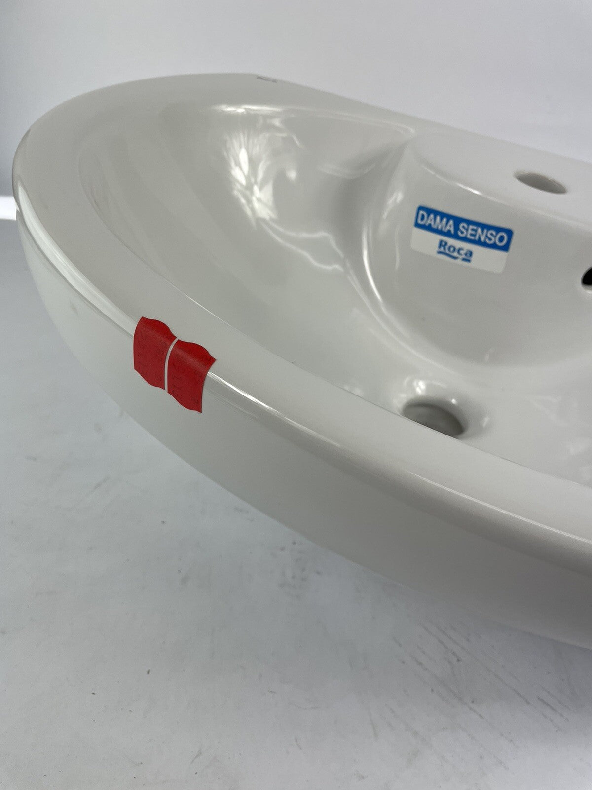 Roca DAMA SENSO-COMPACT Angular washbasin 27" x 17" White Porcelain vessel sink.