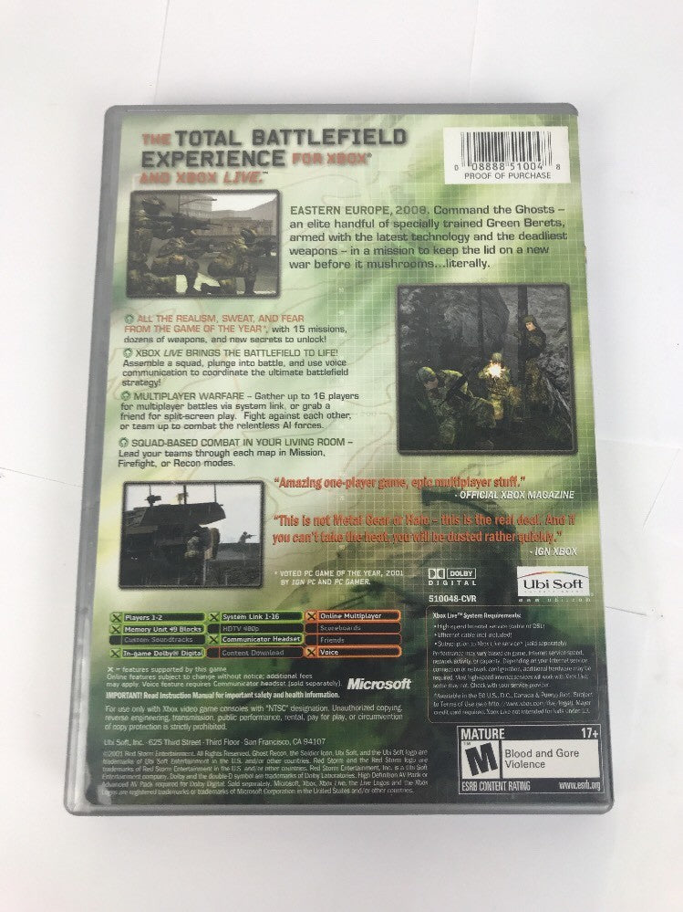 Tom Clancy's Ghost Recon - Original Xbox Game Complete - Mint Condition