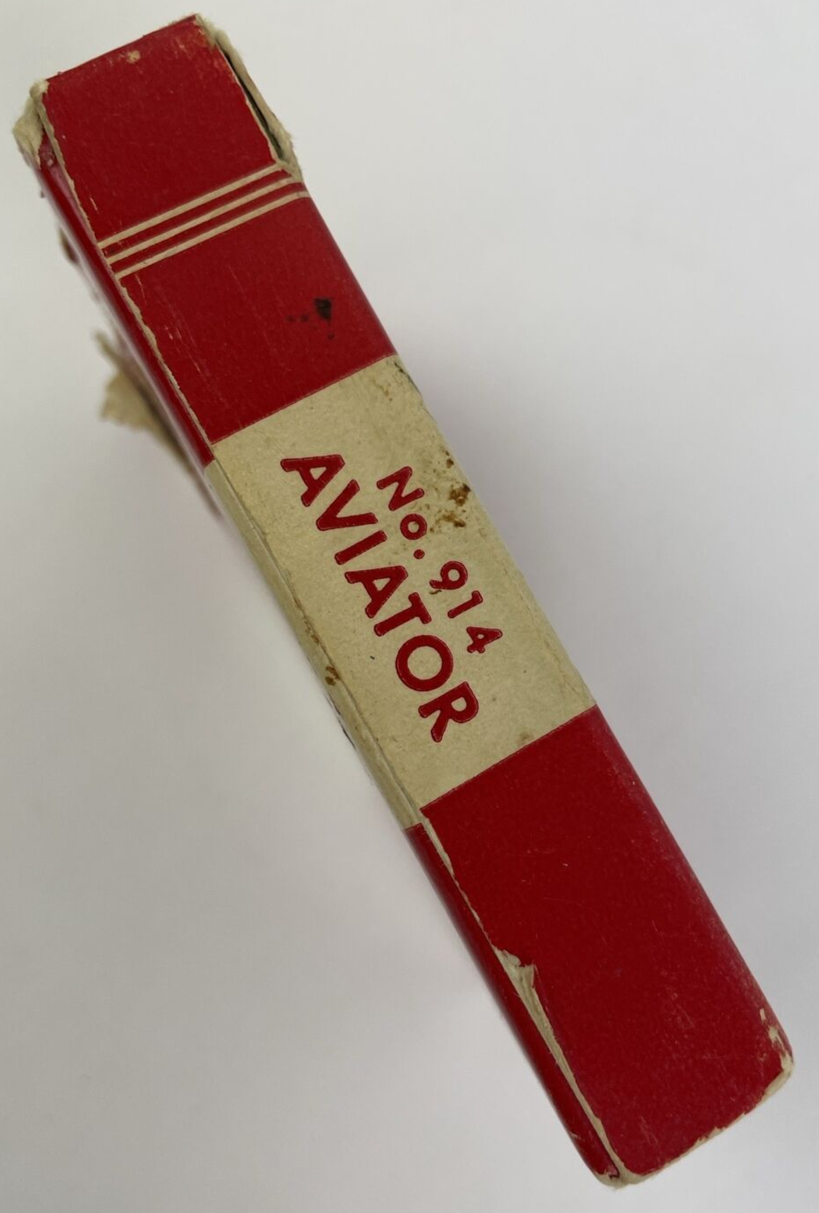 Vintage Aviator Playing Cards Deck Red White Box no. 914 Partial Tax Stamp - USA