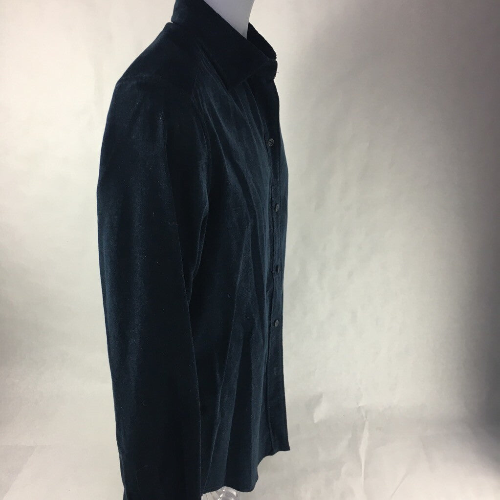 F By Faconnable Mens Button Front Shirt Blue Standard Cuff Long Sleeve Cotton 42