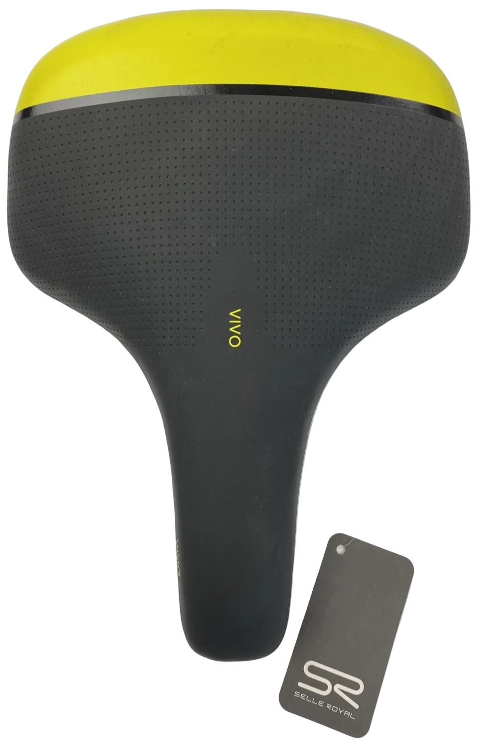 NWT Selle Royal VIVO 1504URN black bicycle saddle with yellow accents