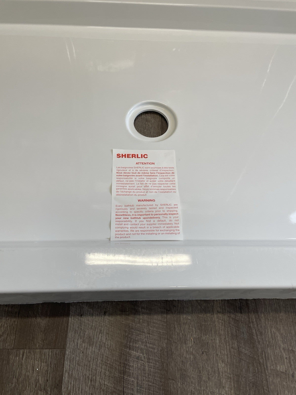 Sherlic 60x32 molded shower pan base white center drain tile ready base