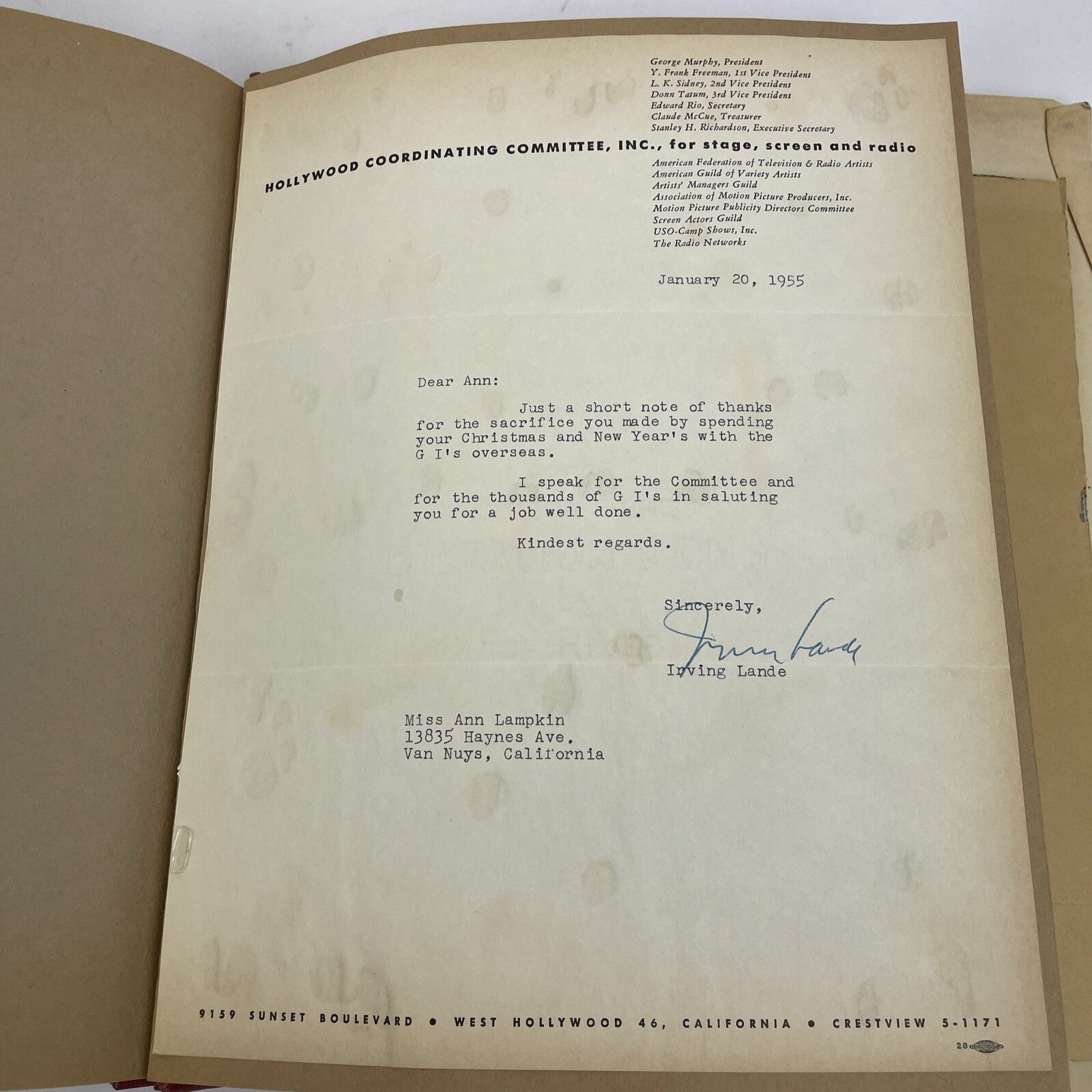 U.S.O. 1954/55 Scrapbook From " Operation Snowball " Alaska U.S.O Christmas Show