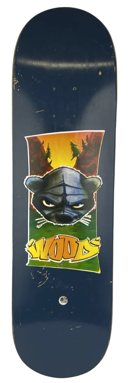 Vintage Woodchuck Laminates Circa 1996 Timer Bear Skateboard Deck 8.375" x 31.5