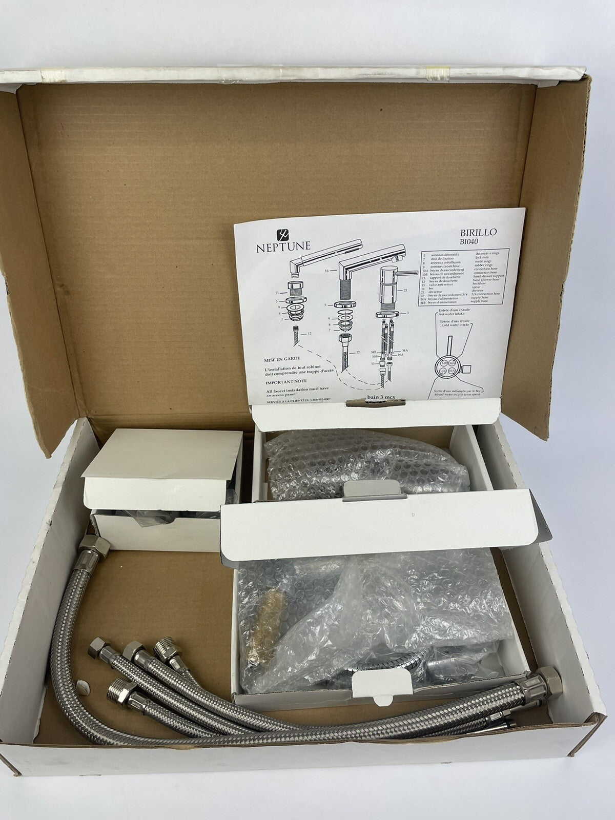Birillo BI 040 single handle deck mounted Roman tub faucet with modern Italian design