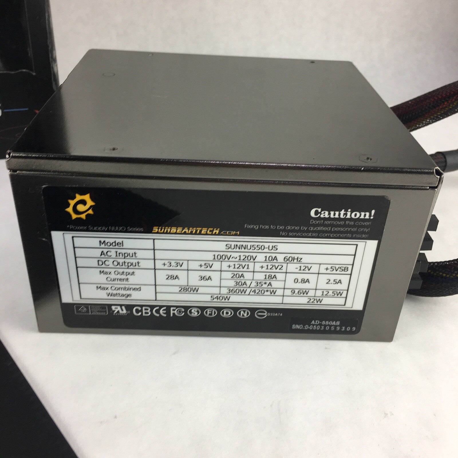 Sunbeam NUUO SUNNU550-US-BK 550W ATX12V / EPS12V SLI Certified CrossFire Ready