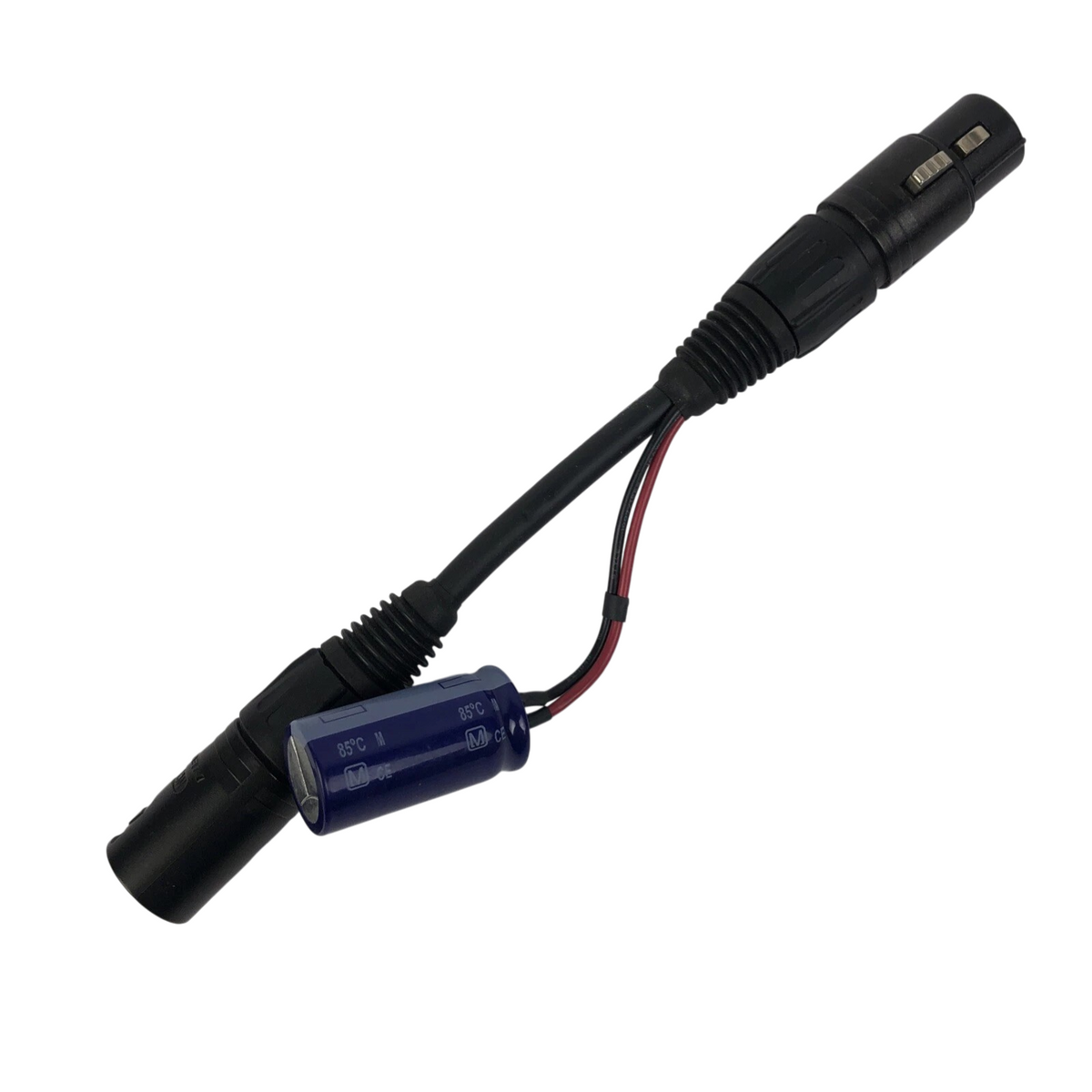 Neutrik Black Gold Plated 4 Pin XLR Male To Female w 6800uF 25V 85°C Capacitor