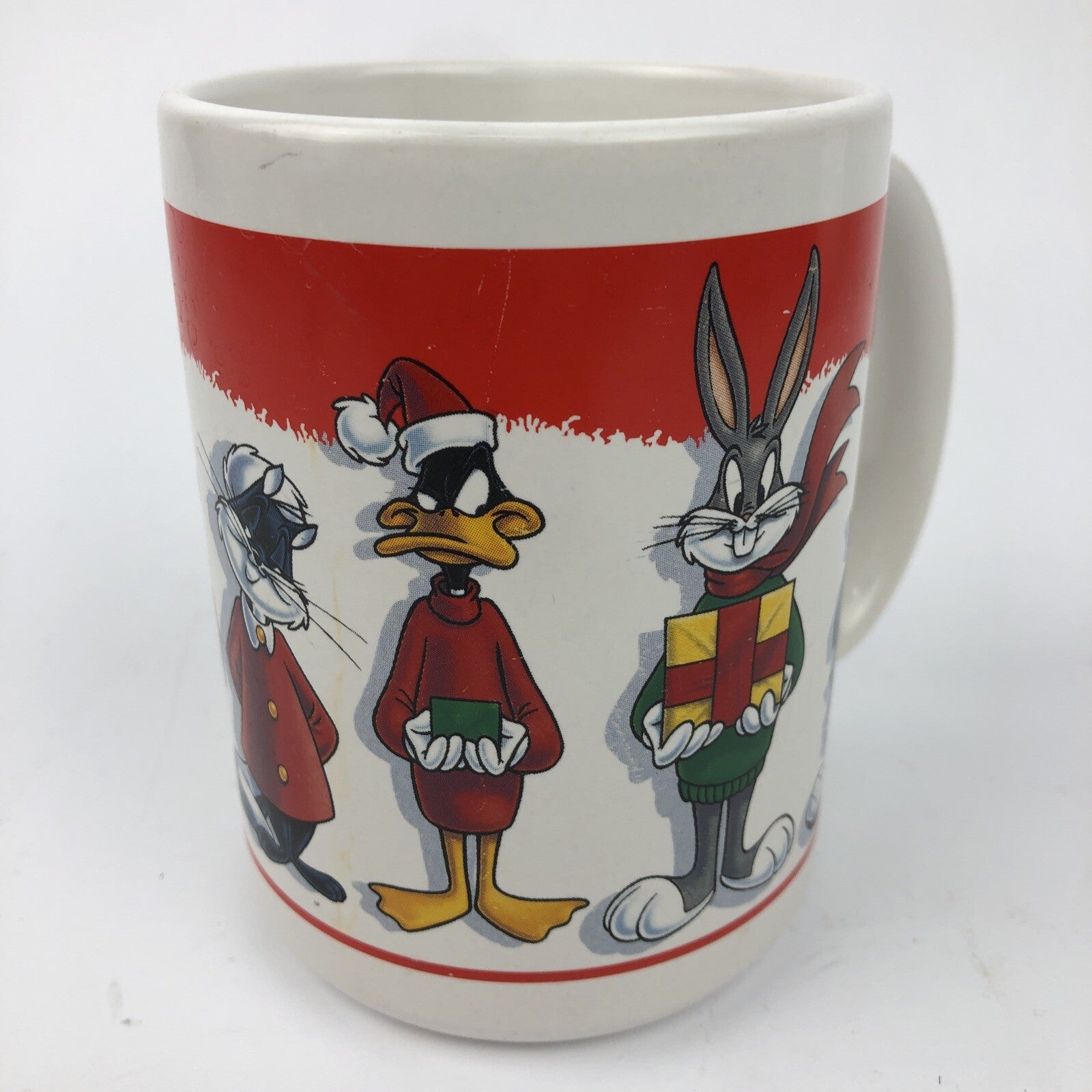Loony Tunes Christmas Character Coffee Mug Cup Taz Pepe Bugs Daffy Marvin RARE