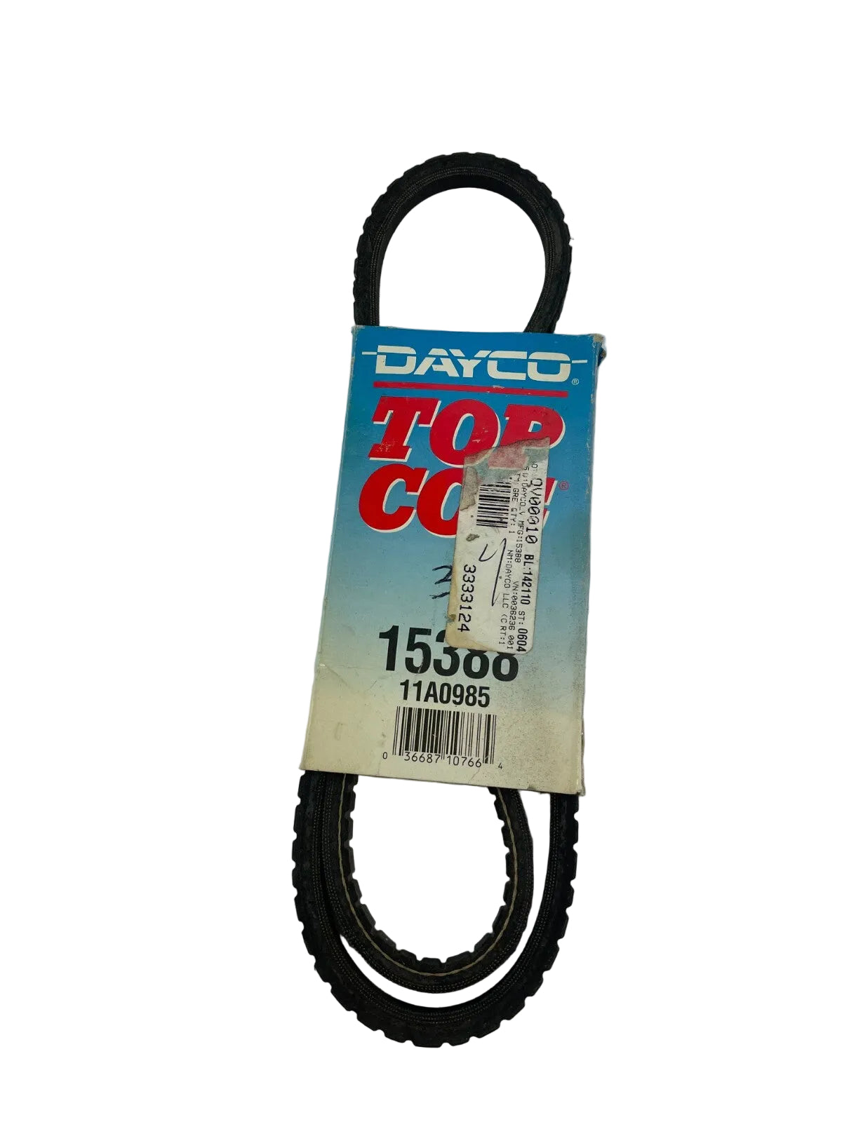 Dayco Top Cog 15388 11A0985 premium cogged utility V-belt OEM replacement belt for automotive industrial and utility equipment A10