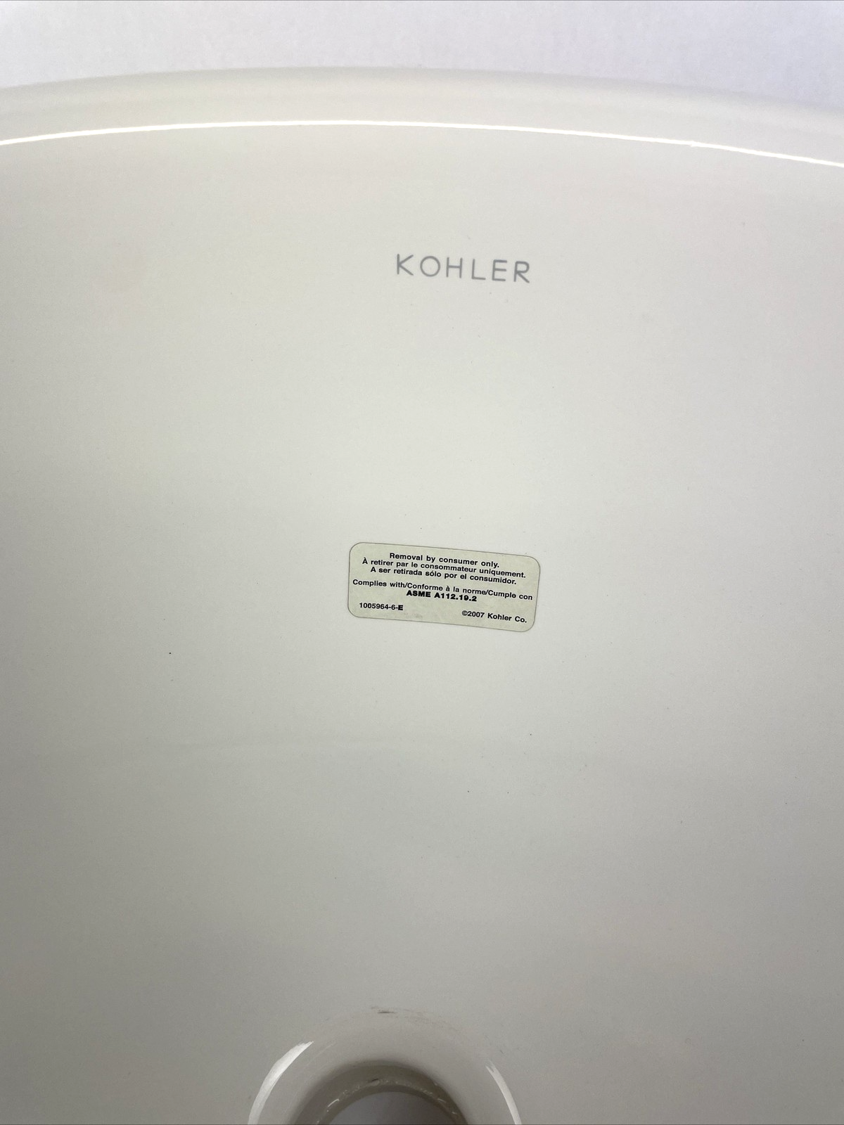 Kohler Intaglio K-2292 17 inch white drop-in bathroom sink oval no overflow discontinued