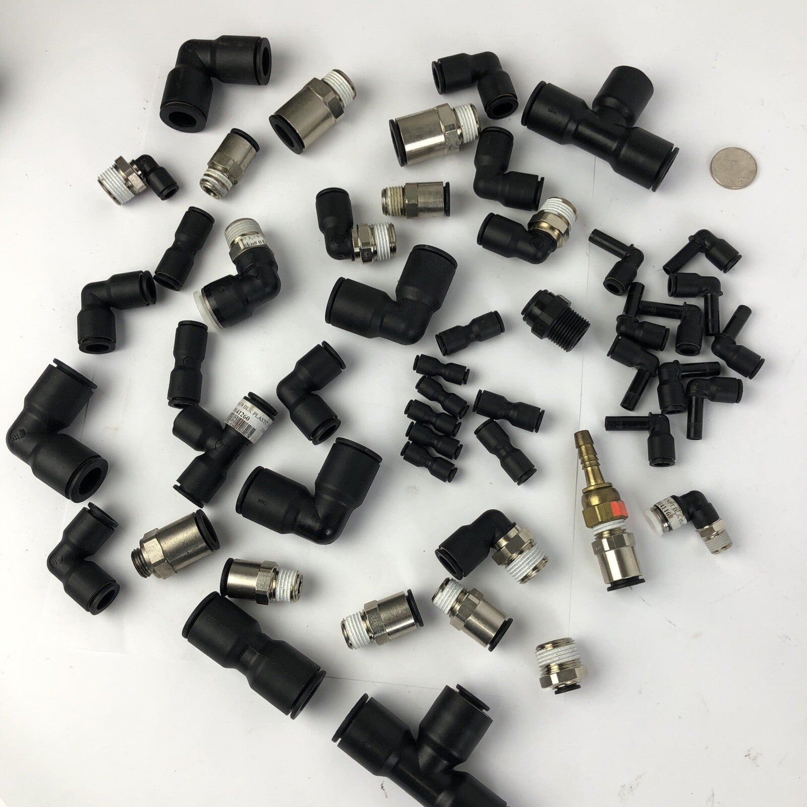 Lot of approx. 50 NOS Legris Assorted Tube Press Fittings Stainless / Plastic