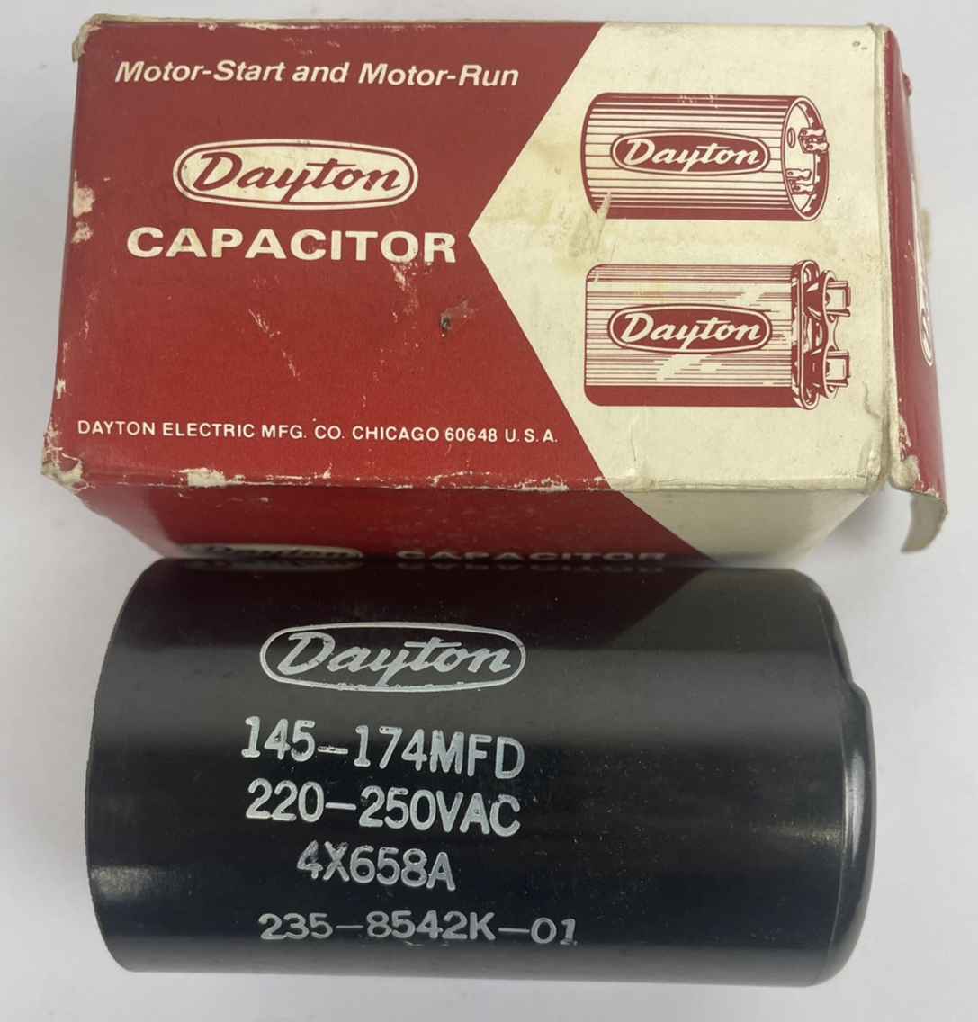 OEM Dayton AC Capacitor Motor Start 4X658A NOS 220-250VAC 145-174MFD