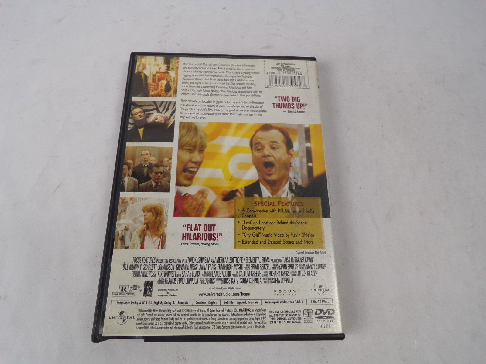 Lost in Translation Bill Murray Scarlett Johansson Lance Acord DVD Movies