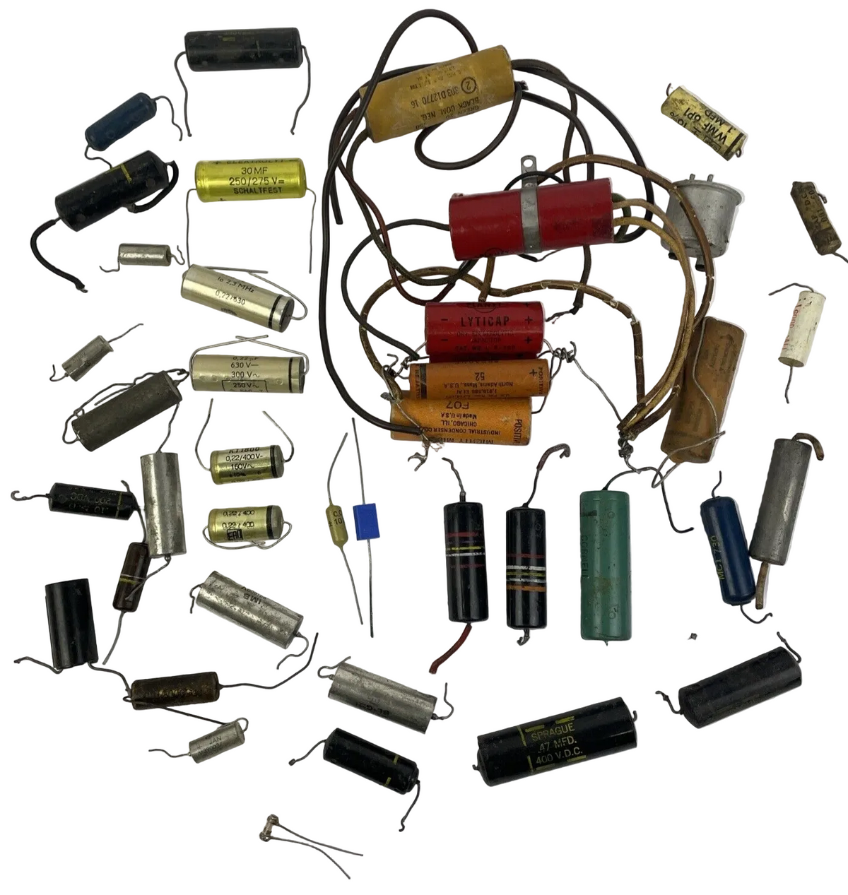 Huge Lot 25 + Vintage Capacitors Sprague Mallory Mighty Midget Cornell - LOOK