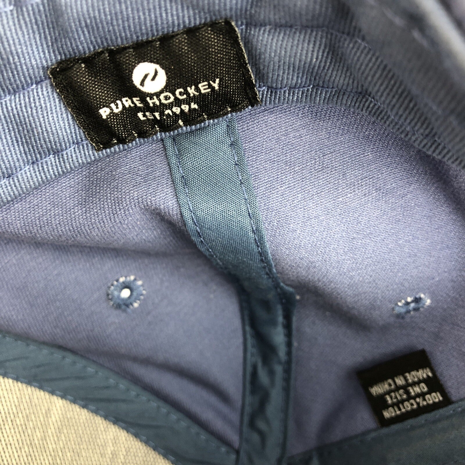 PURE HOCKEY Est. 1994 Light Blue 100% Cotton Adjustable Snapback Icon Cap Hat