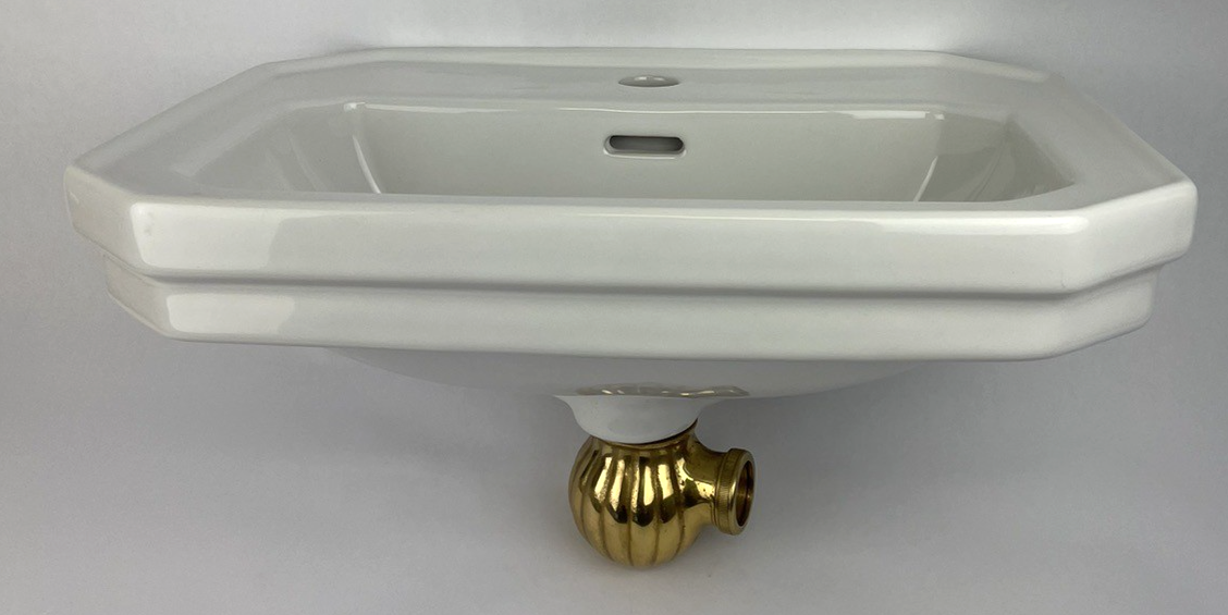 Duravit 785/50 Designer Wall Mount Bathroom Sink White w Gold/ Brass Drain Piece