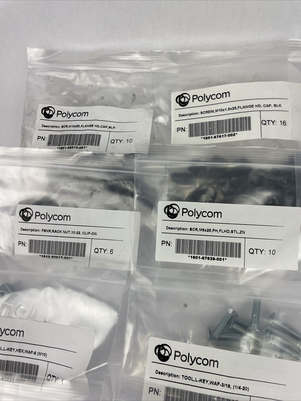 Huge Lot of Polycom ASSY Hardware Kit washers Allen Screws Keys 20 Assorted Bags