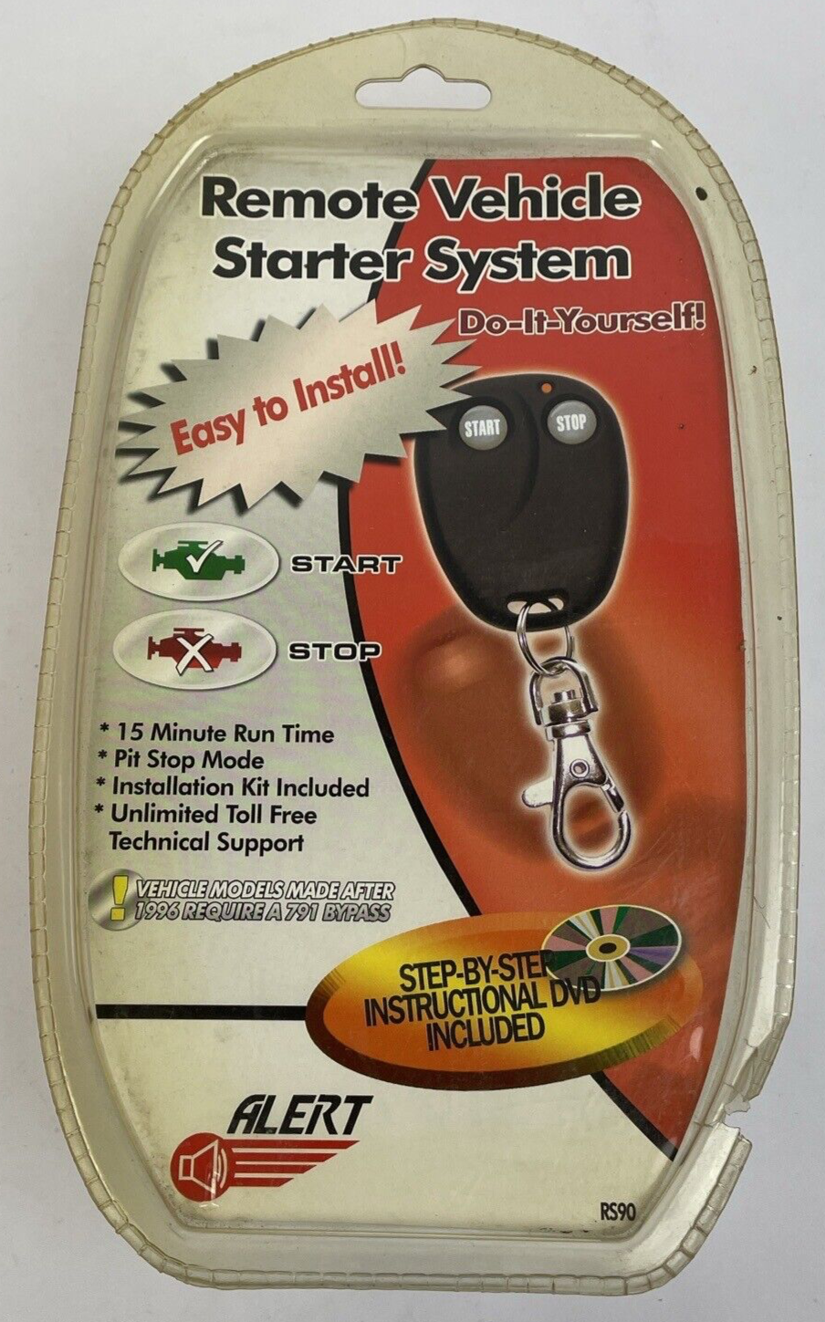 Alert Remote Vehicle Starter System with Keyless Entry Model RS90 - NOS