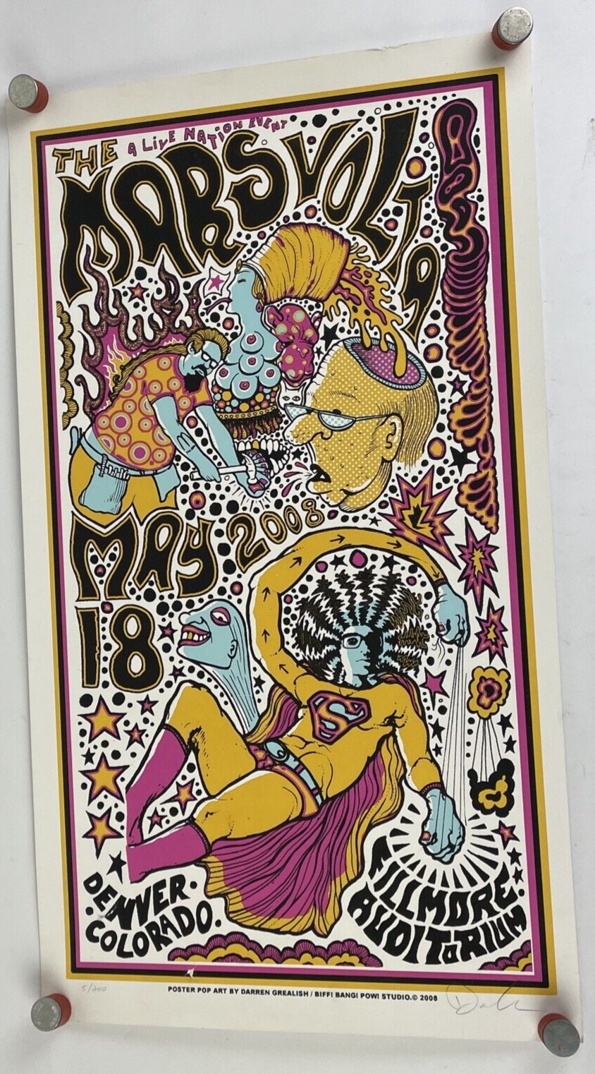 MARS VOLTA 2008 FILLMORE Silk Screened POSTER DARREN GREALISH DENVER #5 of 200