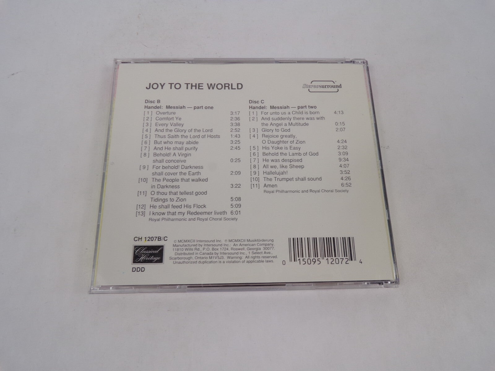 Joy To The World Handel: The Messiah For Unto Us A Child Is Born And SuddenCD#70