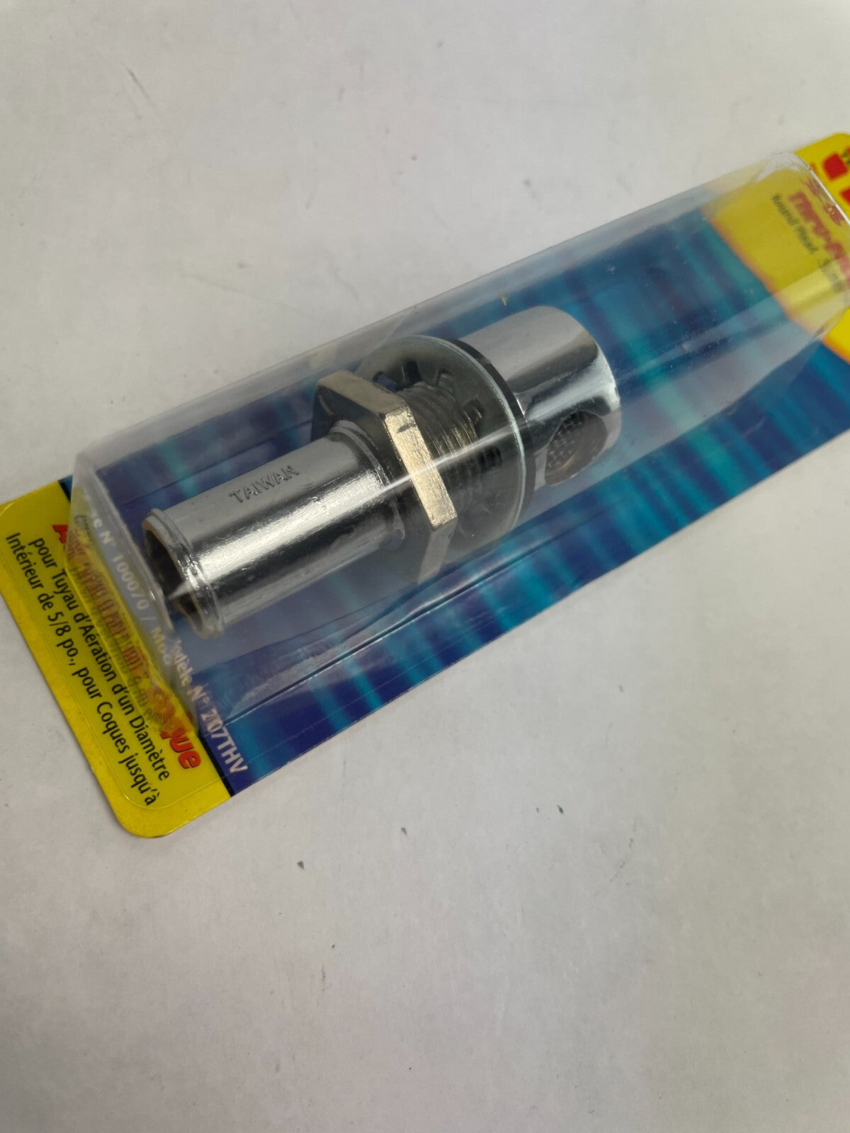 Tempo 207THV round head 5/8-inch chrome-plated marine thru-hull fuel tank vent with flame arrestor screen.