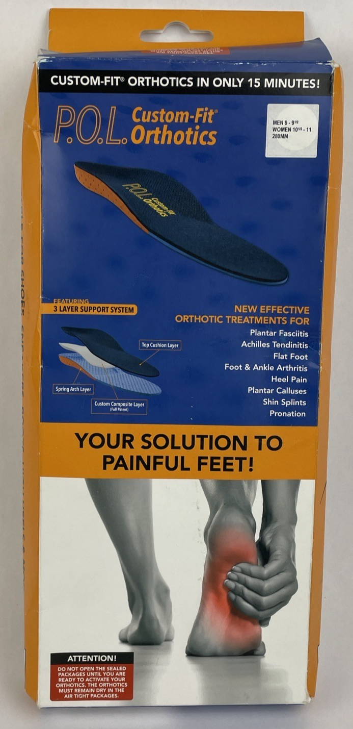 PODITECH P.O.L. Custom Fit Orthotics Men's 9-9.5 Women's 10.5-11 280mm