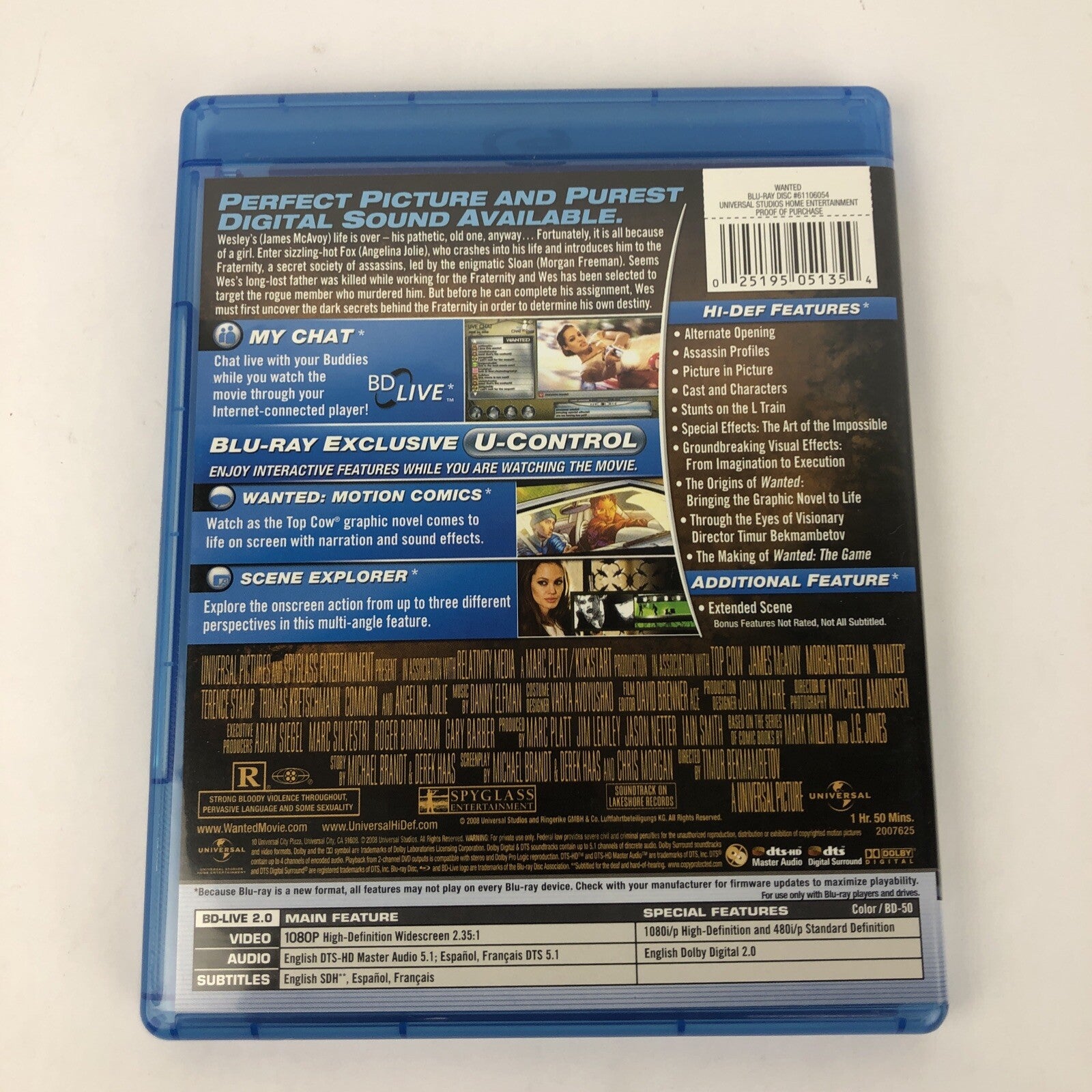 Wanted (Blu-ray, 2008) 2-Disc, Mint Discs Guaranteed