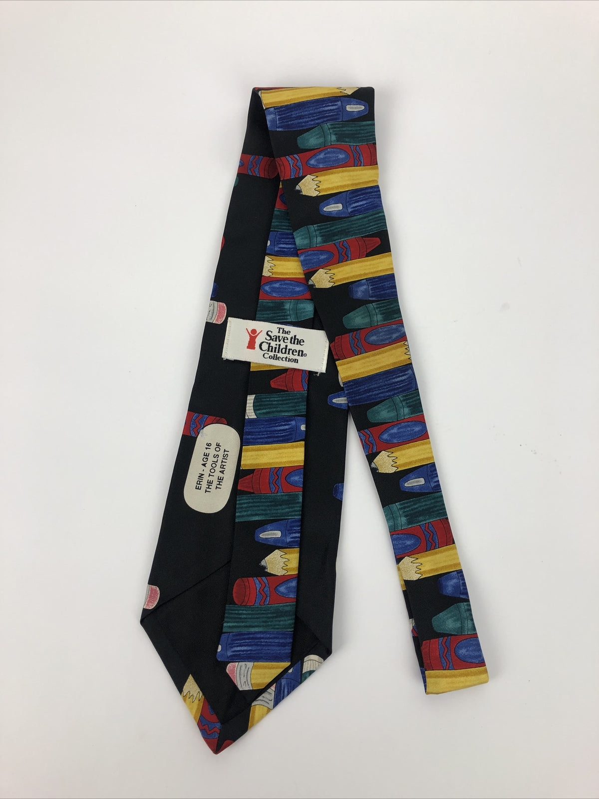 Save The Children The Tools of the Artist Men's 100% Silk Necktie Black - LOOK
