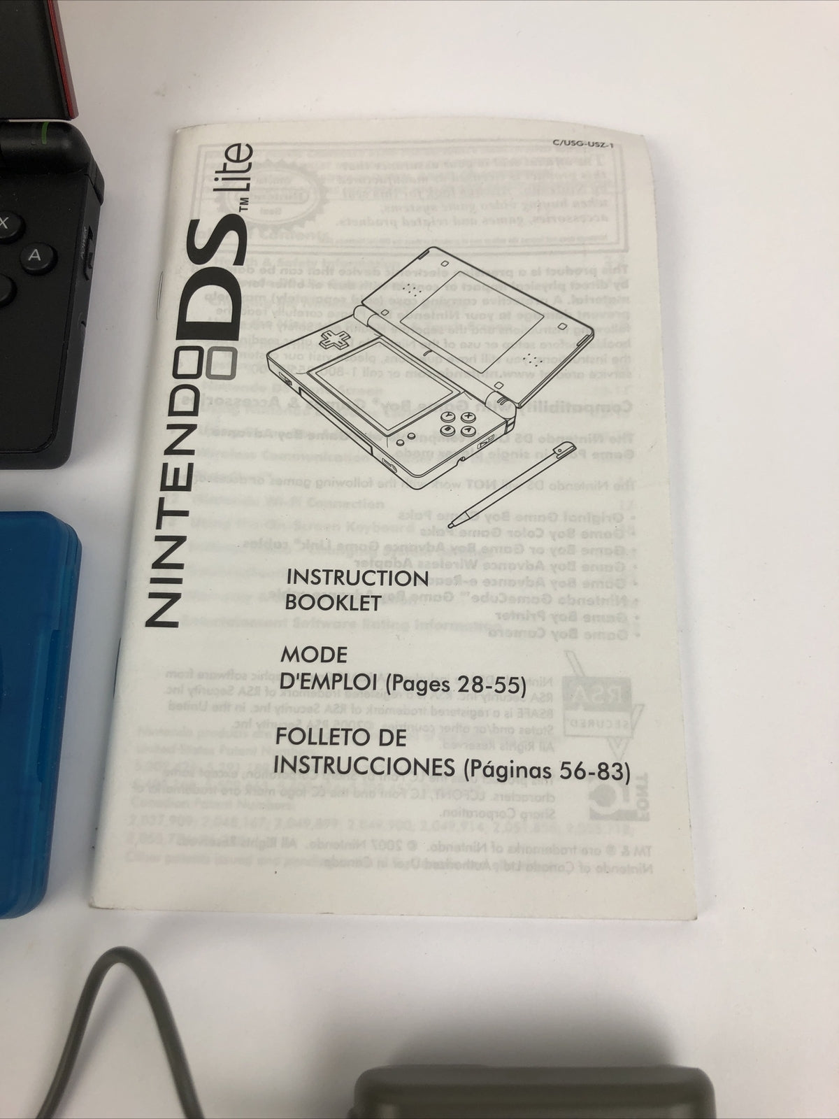 Nintendo DSi Lite Handheld System Burgundy With Charger And Stylus 4 Games LOOK