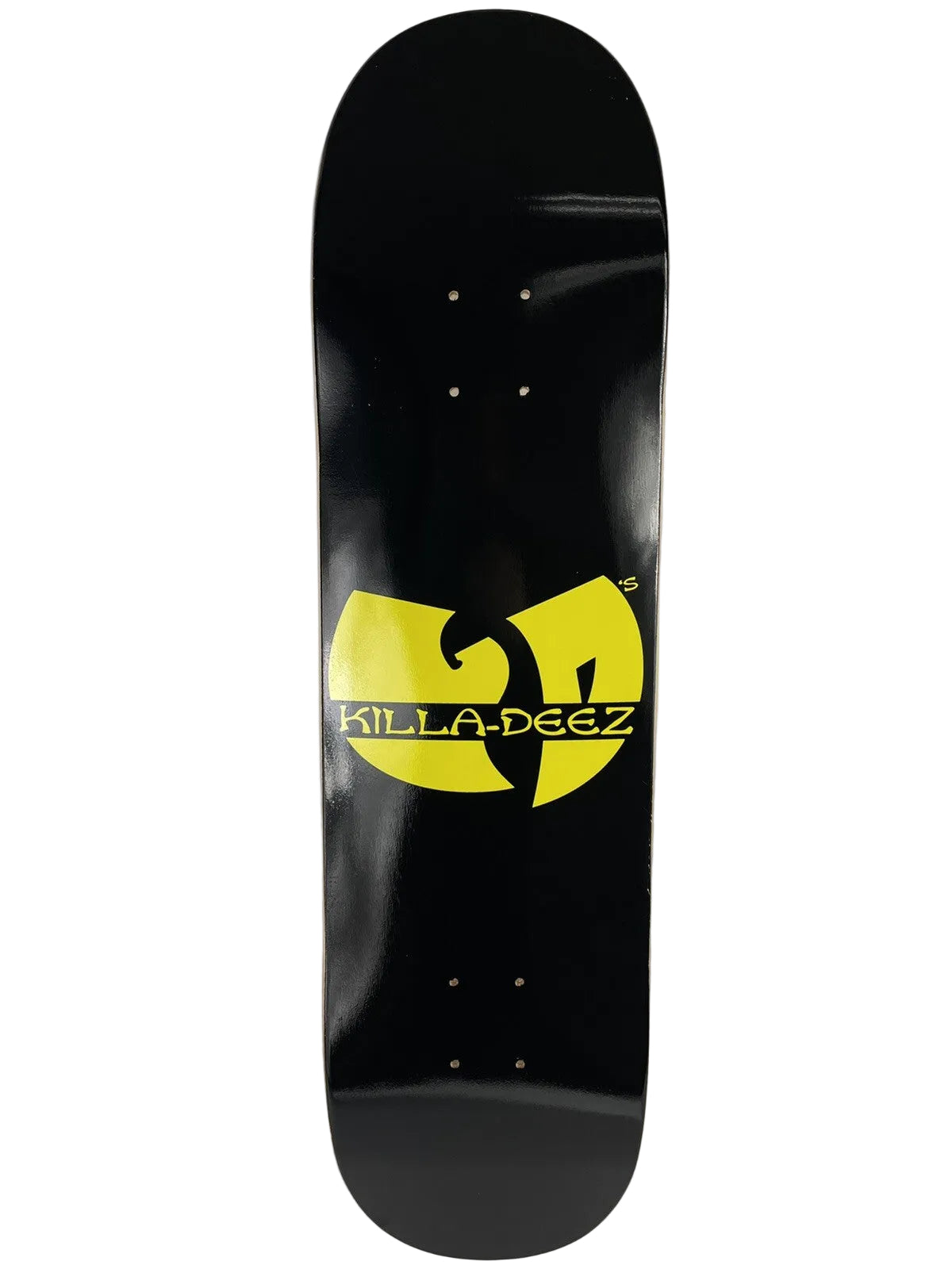 Killa Deez Wu Tang 7.75-inch hard rock maple skateboard deck with Wu Tang-inspired graphic.