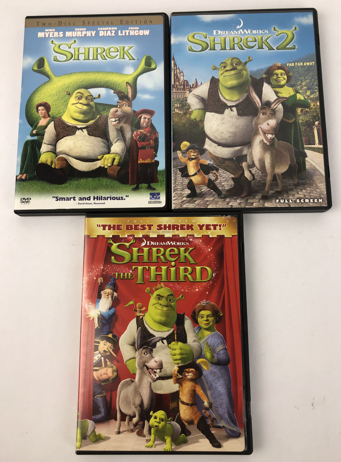 3 x DreamWorks SHREK DVD Lot: trilogy - 1 - 2 - 3 Cameron Diaz Eddie Murphy