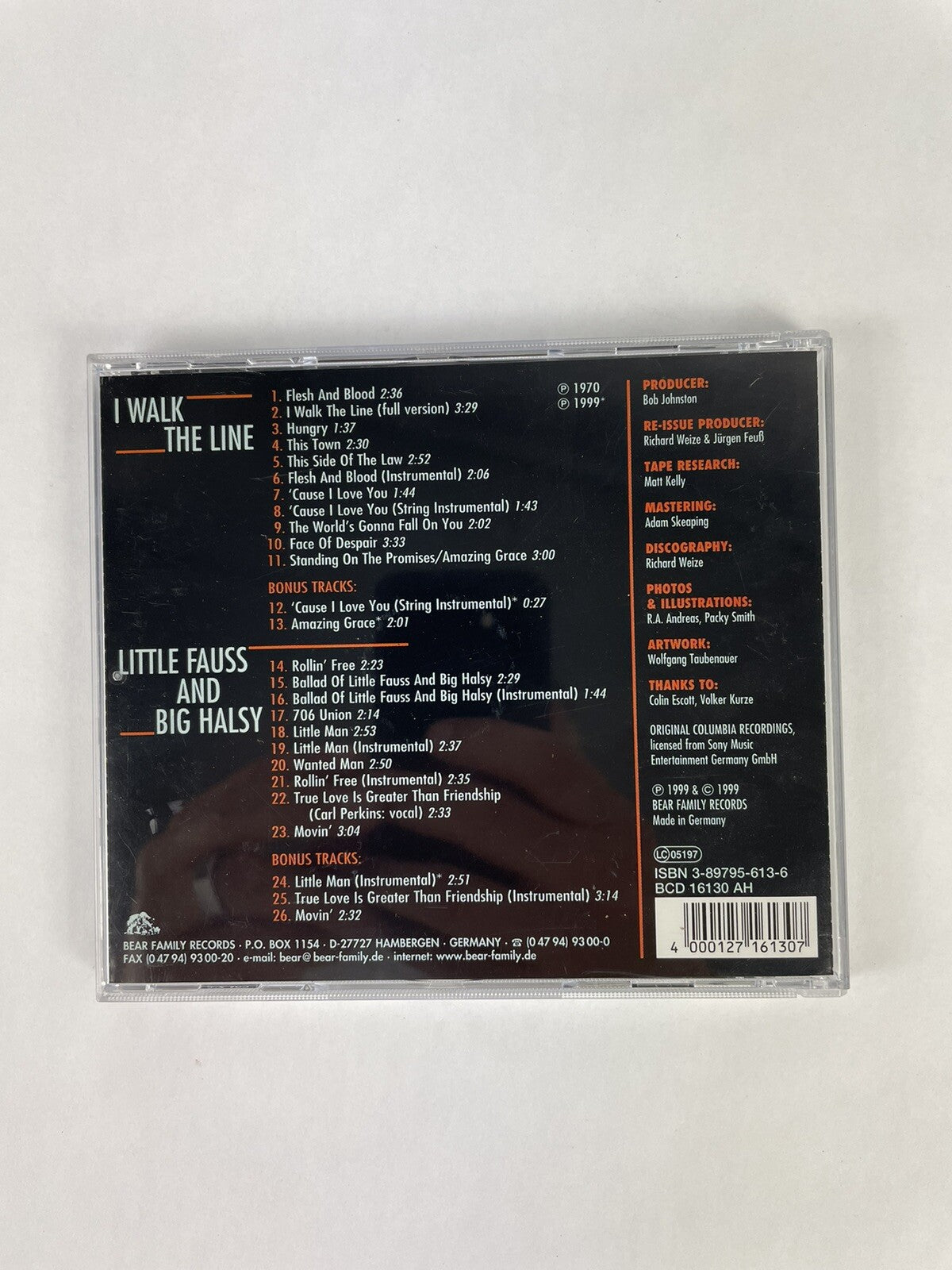 Johnny Cash/Carl Perkins I Walk The Line/little Fauss & Big Halsy CD Import #6