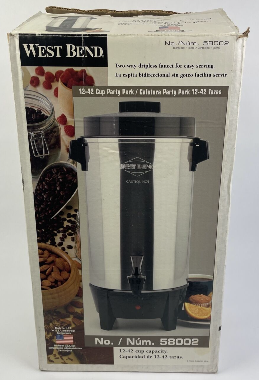 West Bend Coffee Percolator - 12-42 Cup - Party Perk - Large Capacity - 58002