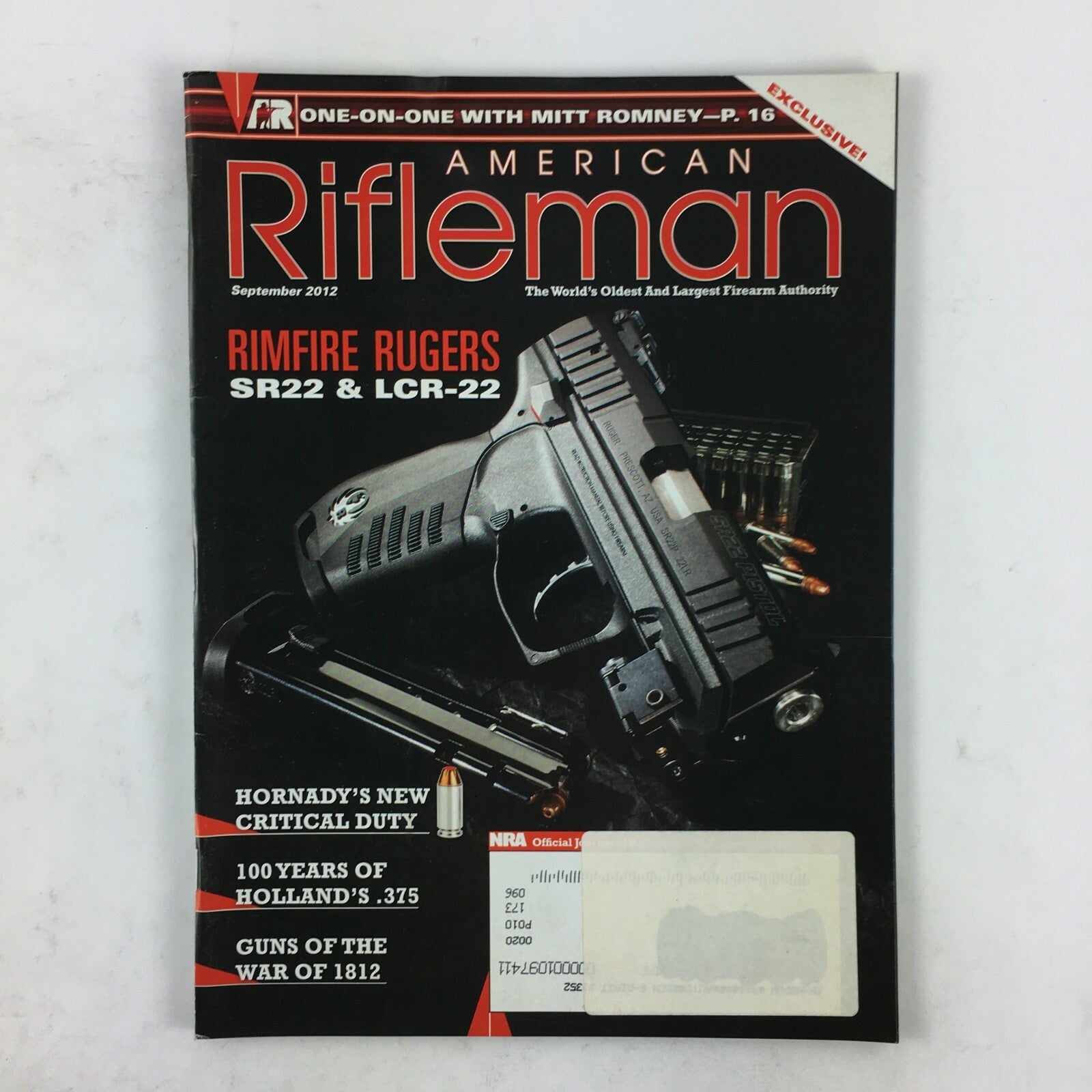 September 2012 American Rifleman Magazine Rimfire Rugers SR22 & LCR-22 .375
