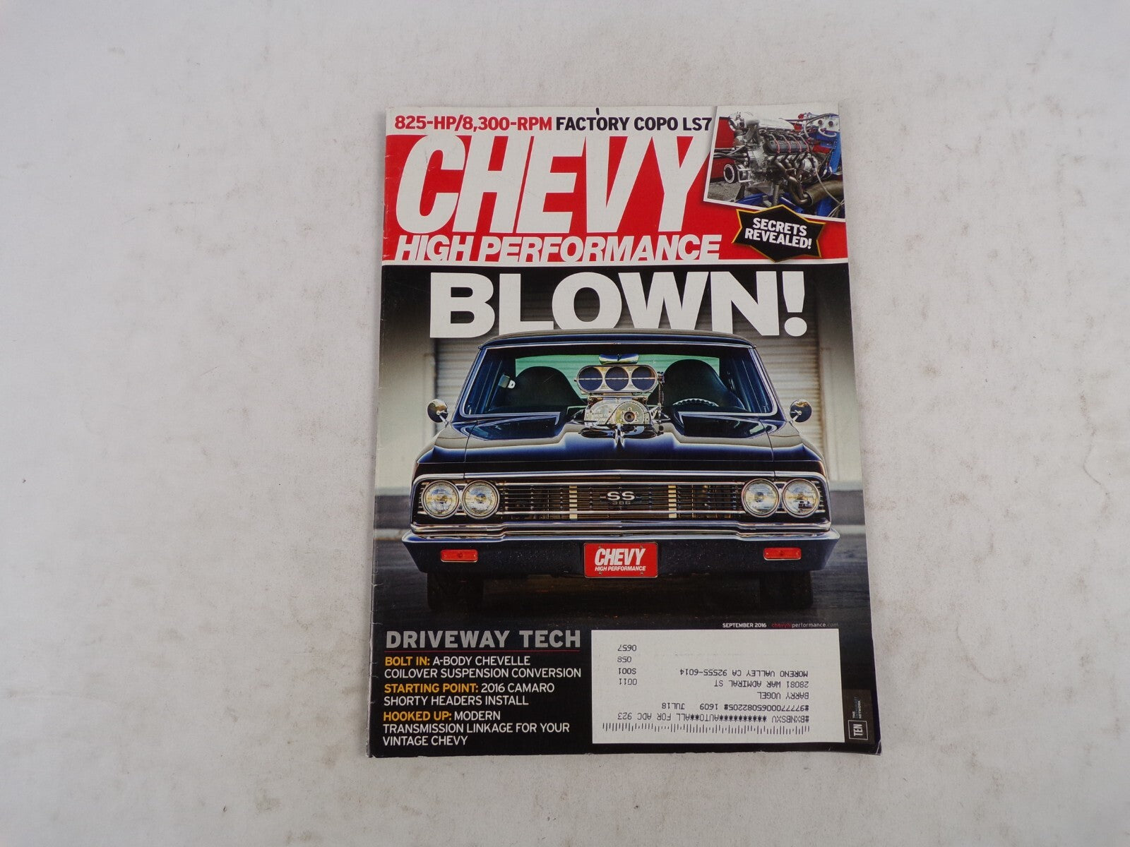 September 2016 Chevy High Performance Blown! 825-HP/8,300-RPM Factory Copo LS7