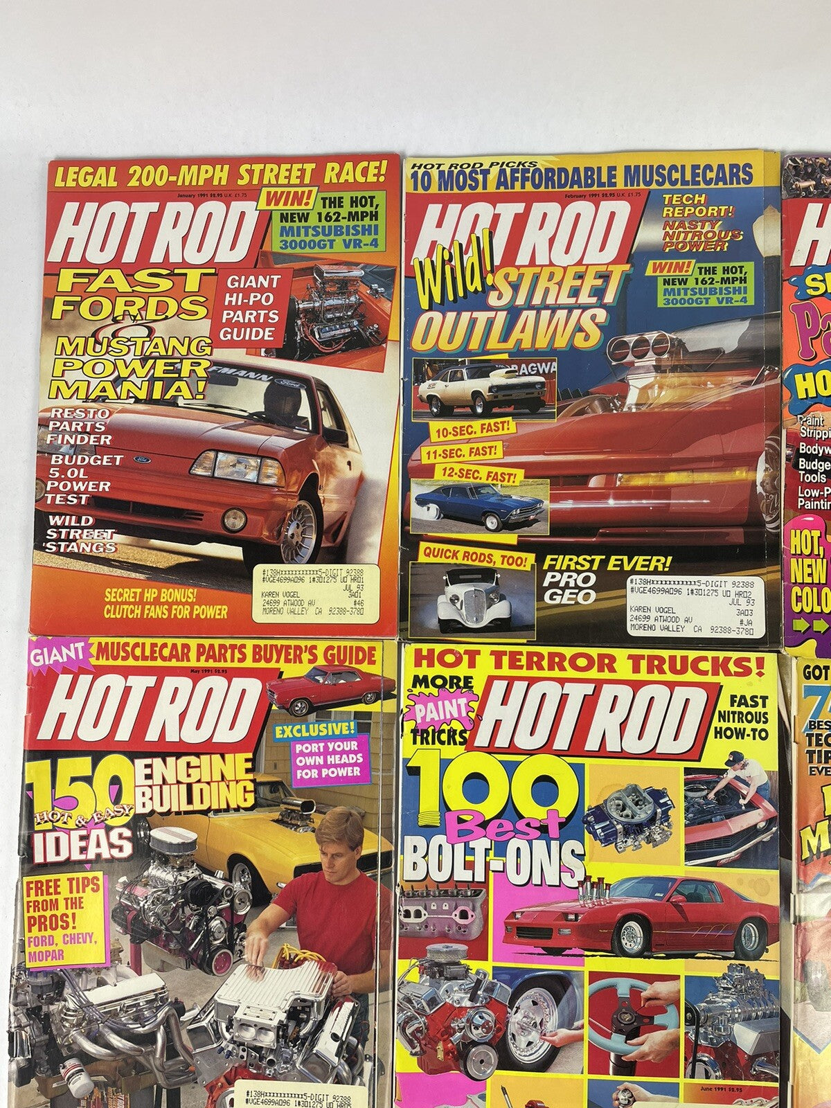 Lot of 12: VINTAGE HOT ROD MAGAZINES Complete Full Set 12 issues Jan to Dec 1991