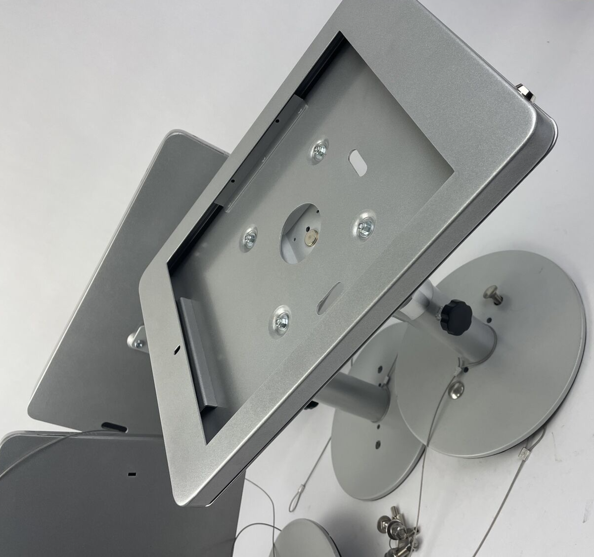 Lot of 3 x Silver DISPLAYS2GO ANTI-THEFT IPAD PRO DESK STAND w Mounting Hardware