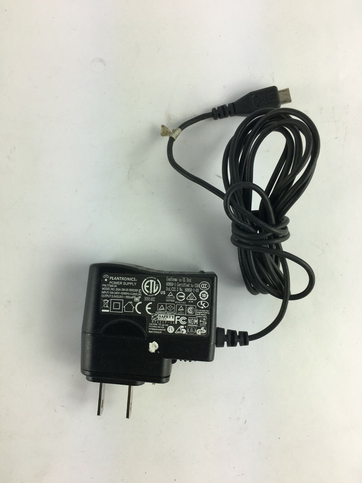 Genuine Plantronics SSA-3W-05 05003 Output 5V 350mA Power Supply Adapter A22