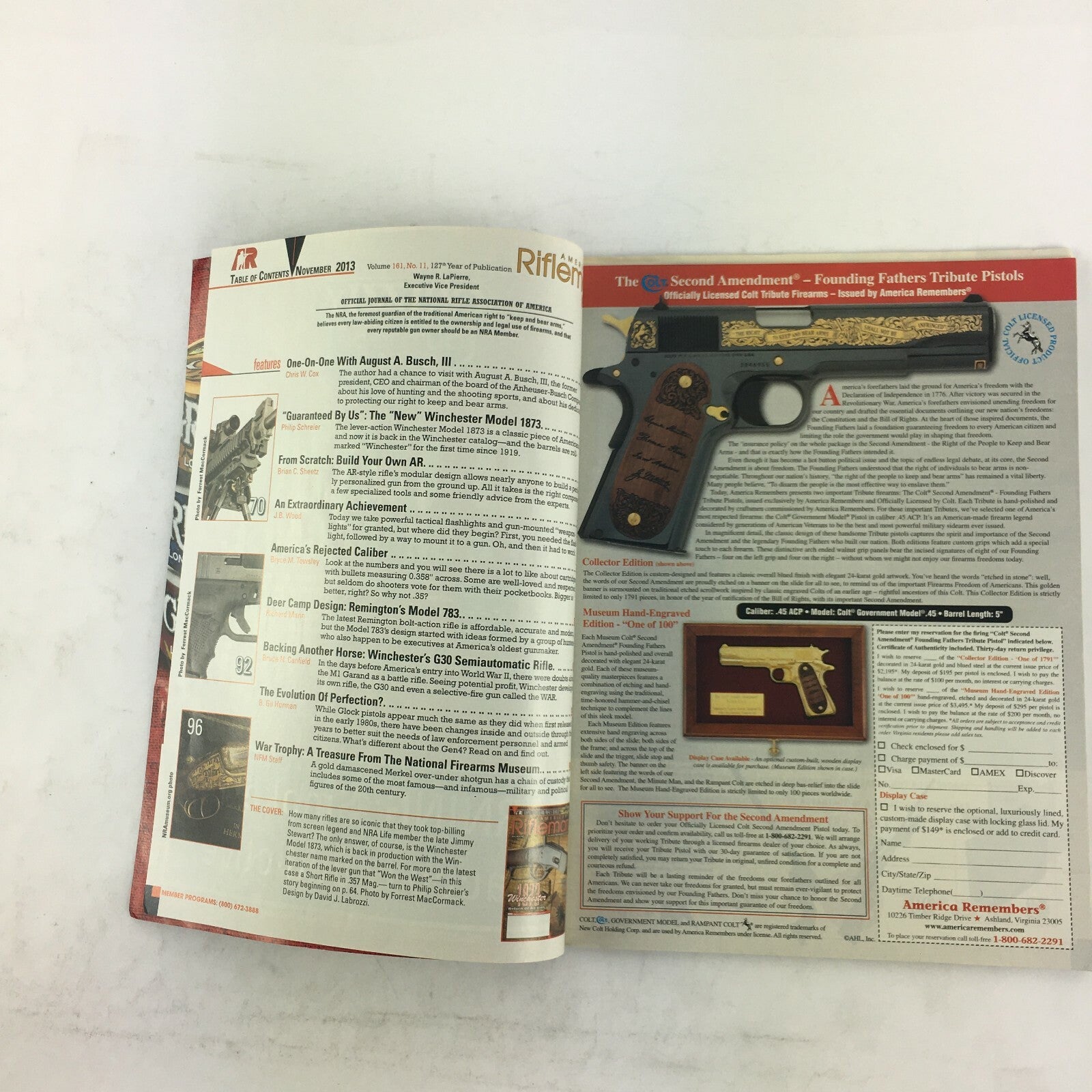 November 2013 American Rifleman Magazine 1873 Winchester Return of An Icon