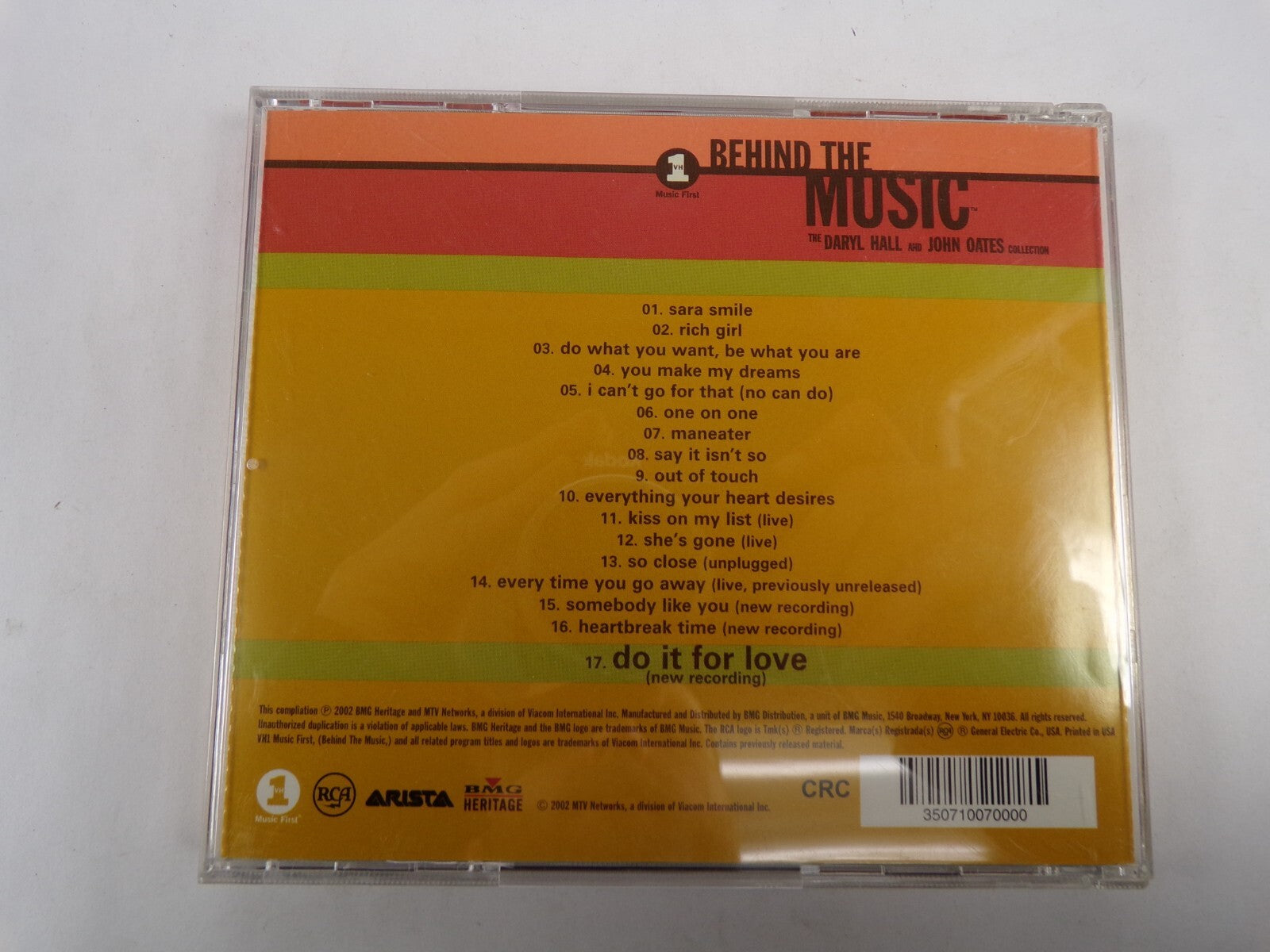 Behind The Music The Daryl Hall And John Oates Collection Sara Smile CD#59