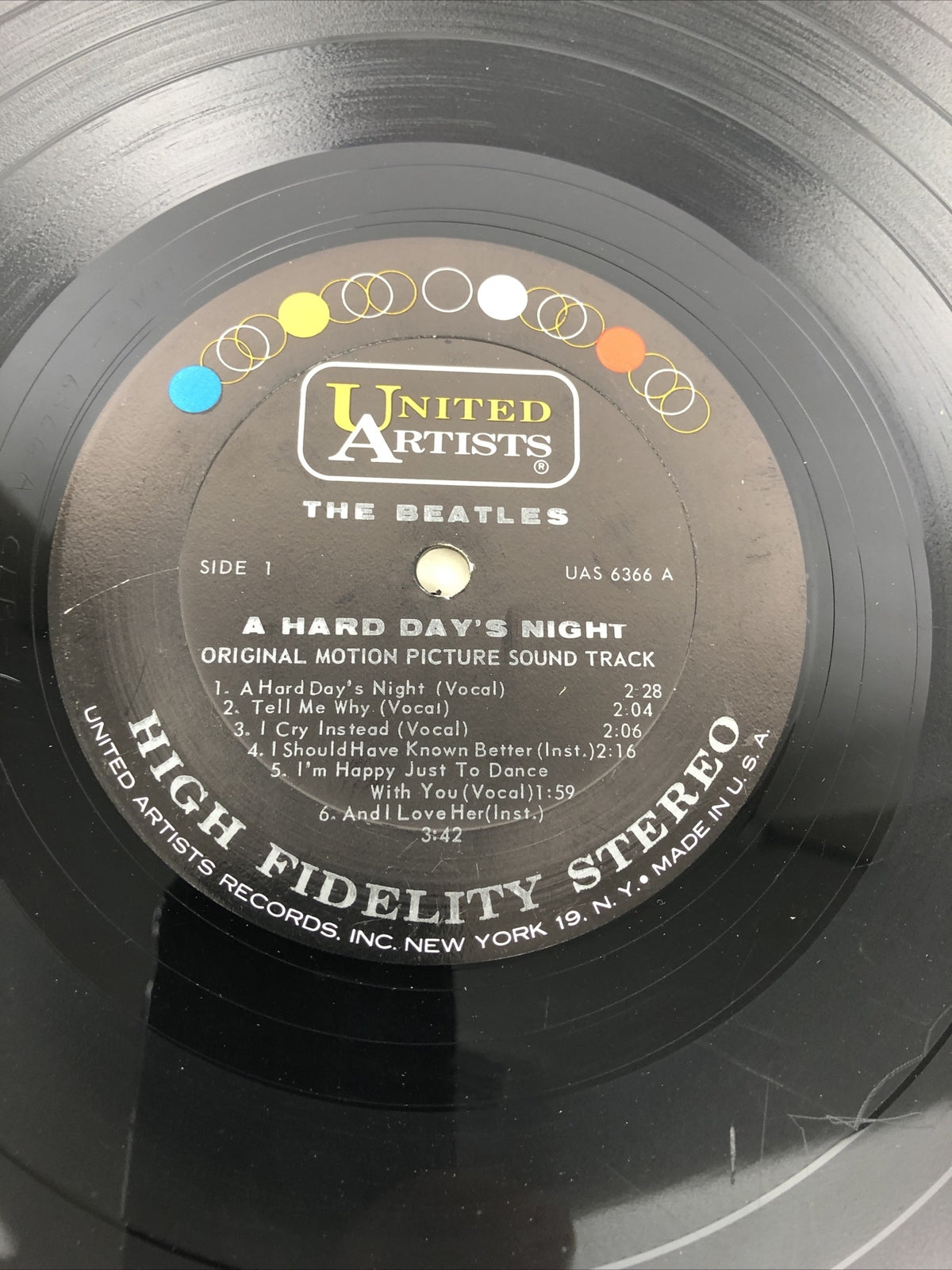 THE BEATLES "A Hard Day's Night" United Artists #UAS 6366 (black label) LP