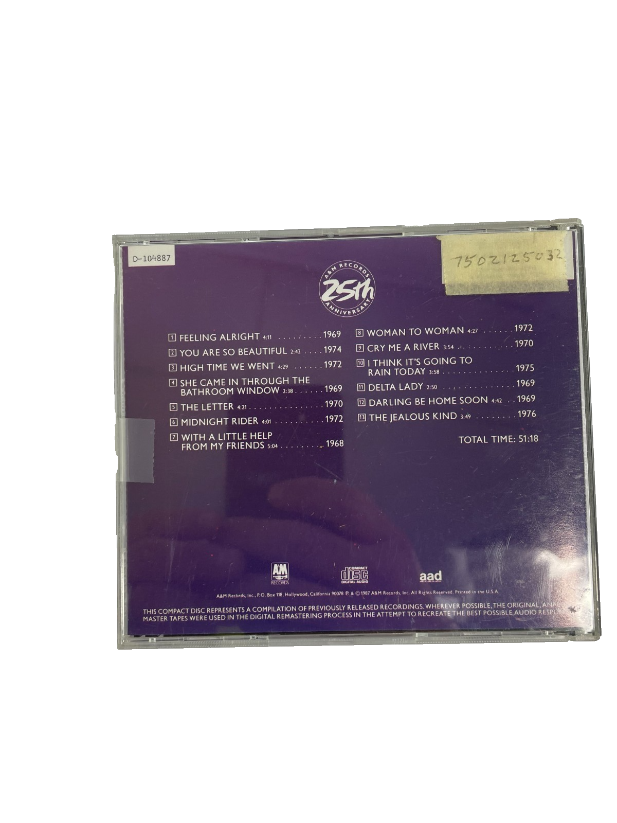 Joe Cocker Classics Volume 4 Feeling Alright You Are So Beautiful CD#10