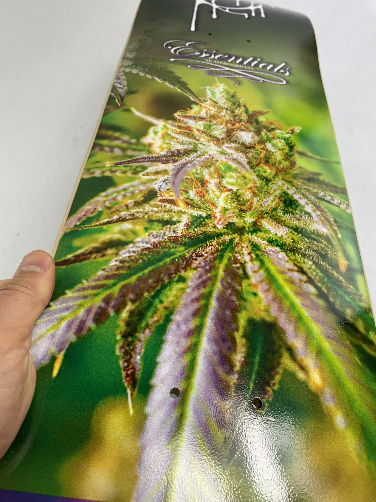 Platinum Gorilla Cannabis Week 8.125-inch hard rock maple skateboard deck with included grip tape.