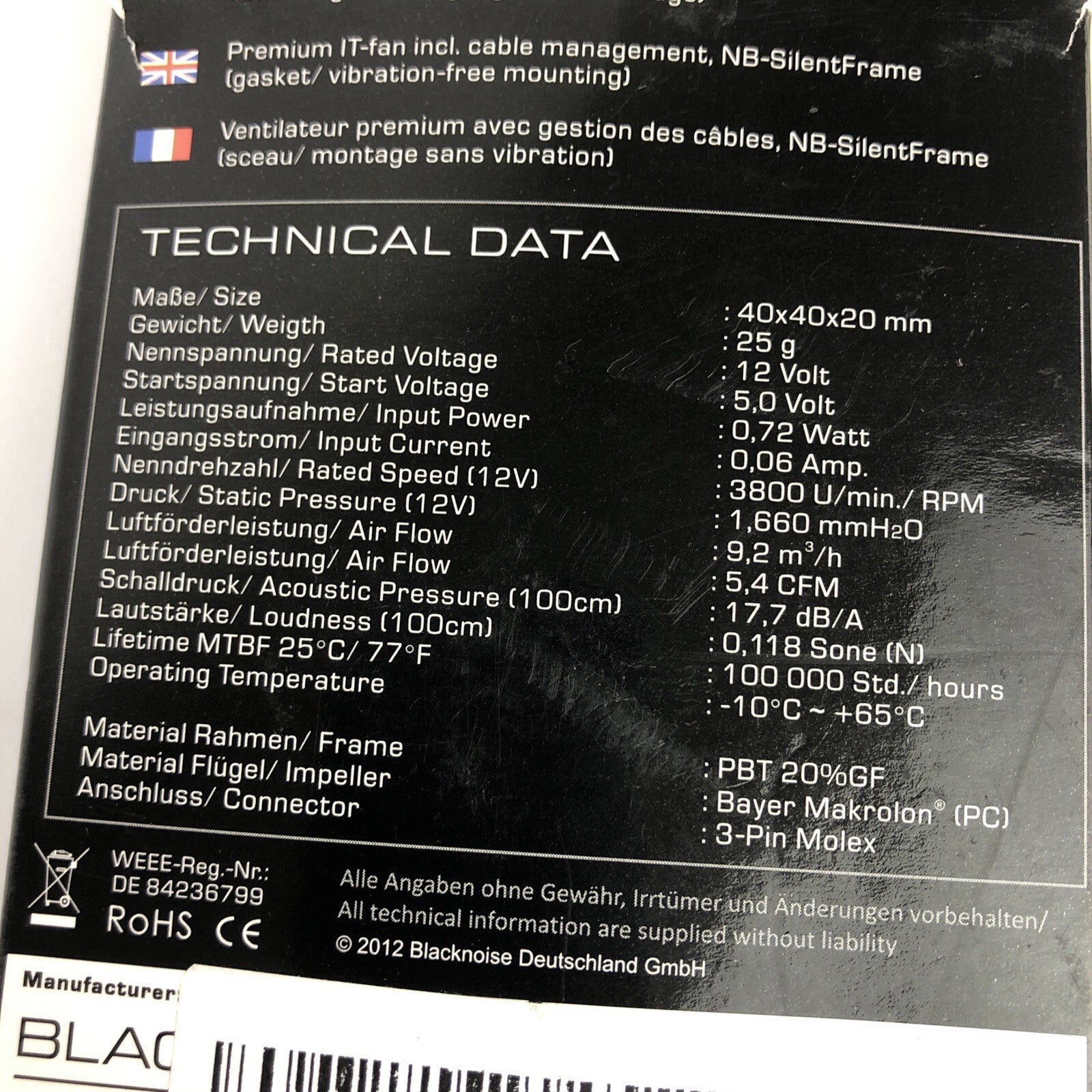 Noiseblocker Black Silent Pro PM-2 40mm Computer Case Fan - German Engineering